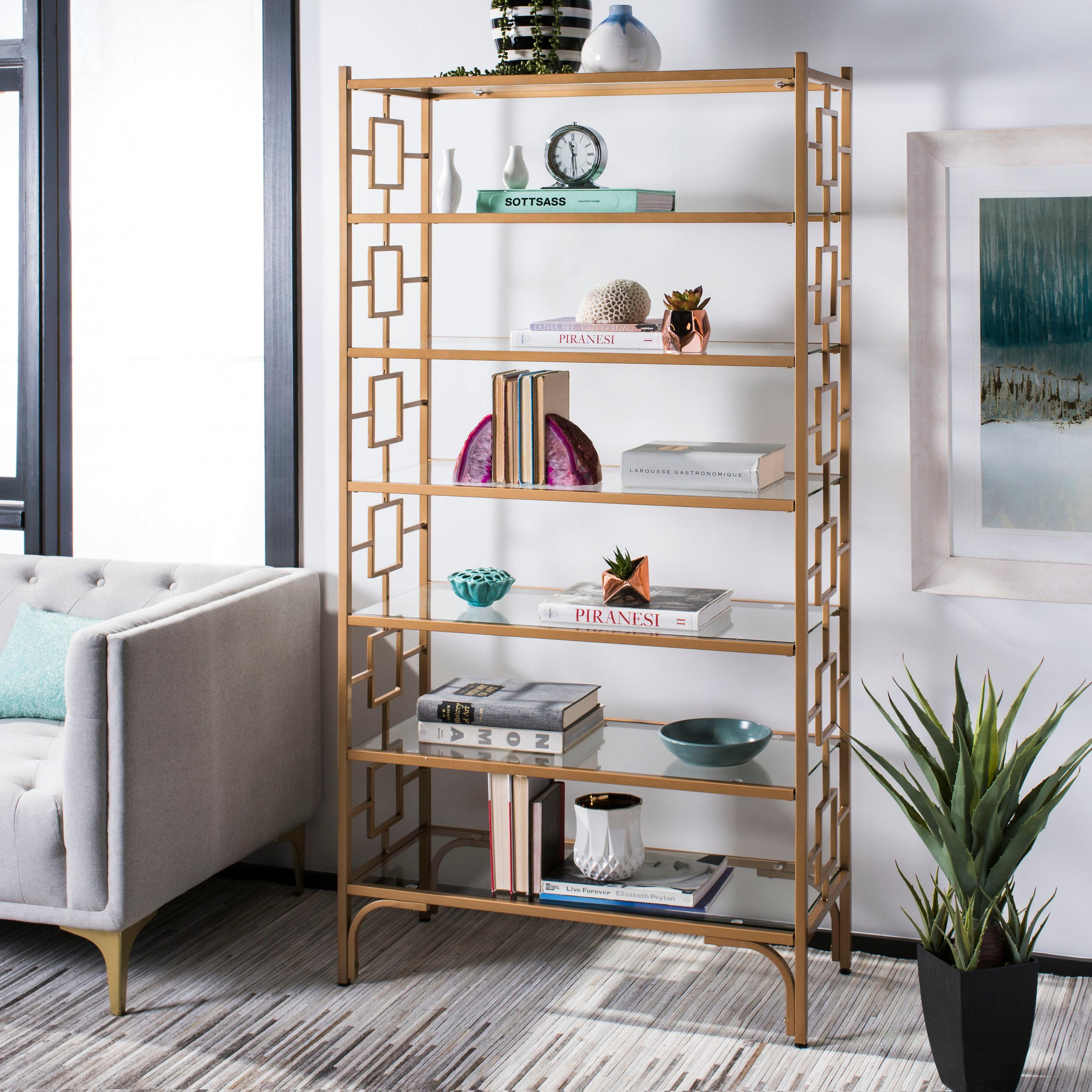 Brooklyn 7-Tier Etagere - Gold/Tempered Glass - Safavieh