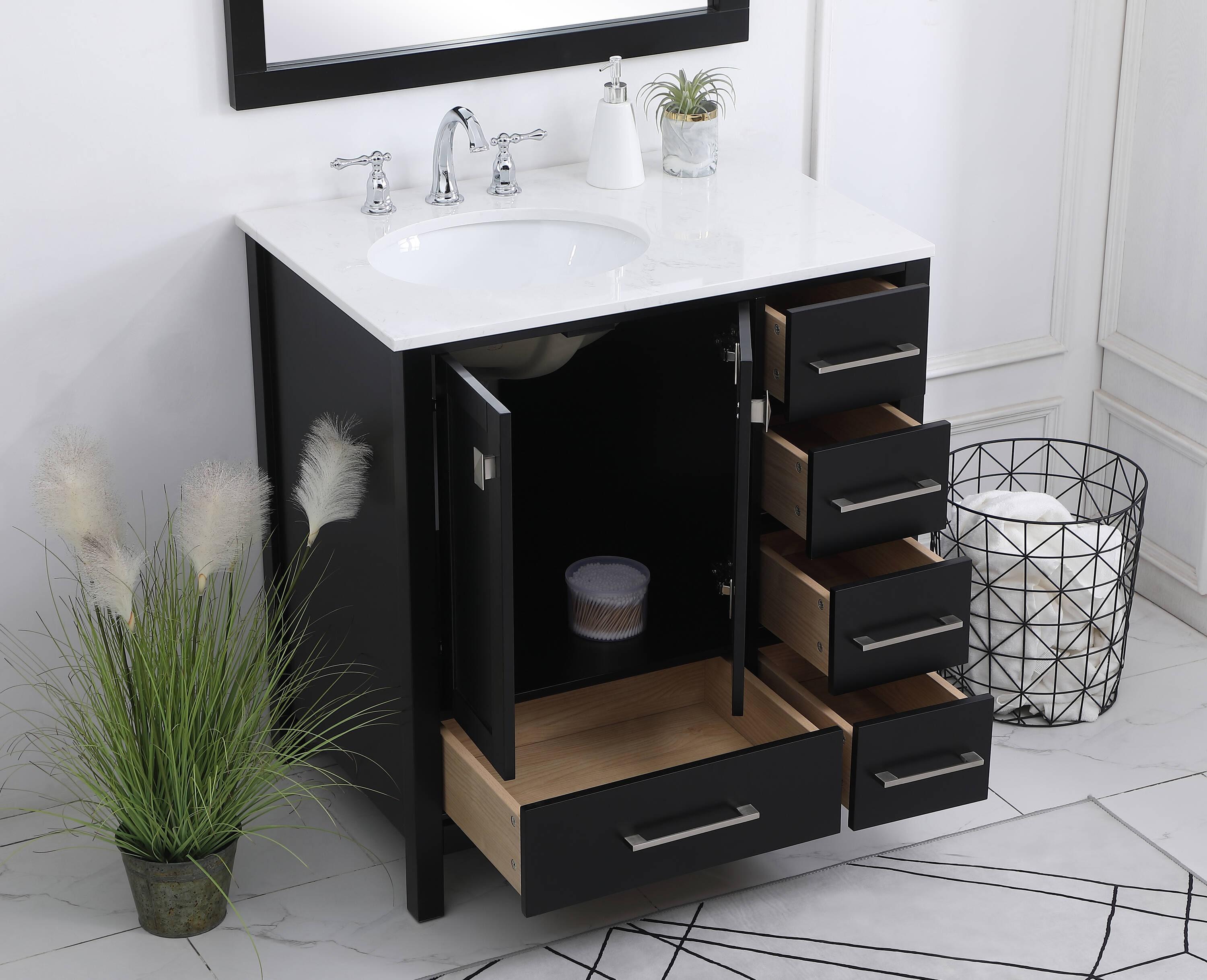 Irene 54'' Single Bathroom Vanity with Engineered Marble Top