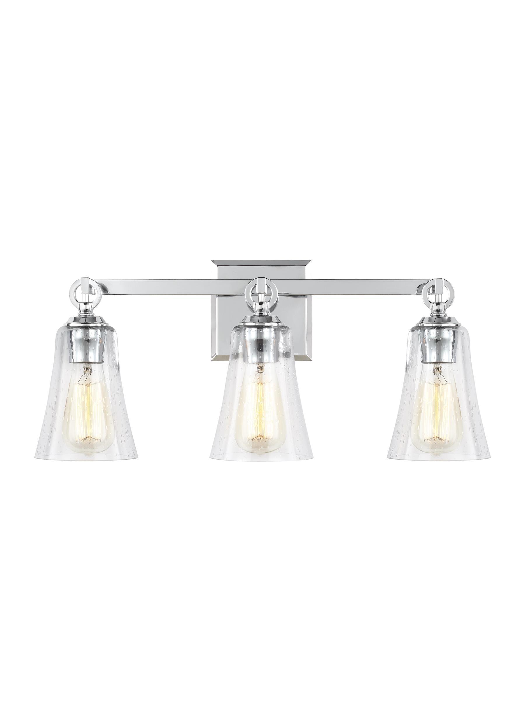 Monterro 3-Light Chrome Vanity with Clear Seeded Glass