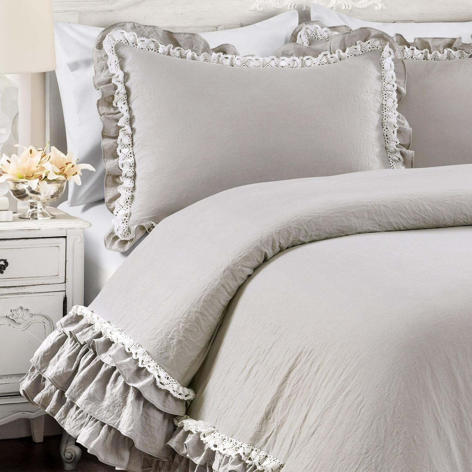 Ella Shabby Elegance Ruffle Lace Microfiber Comforter Set