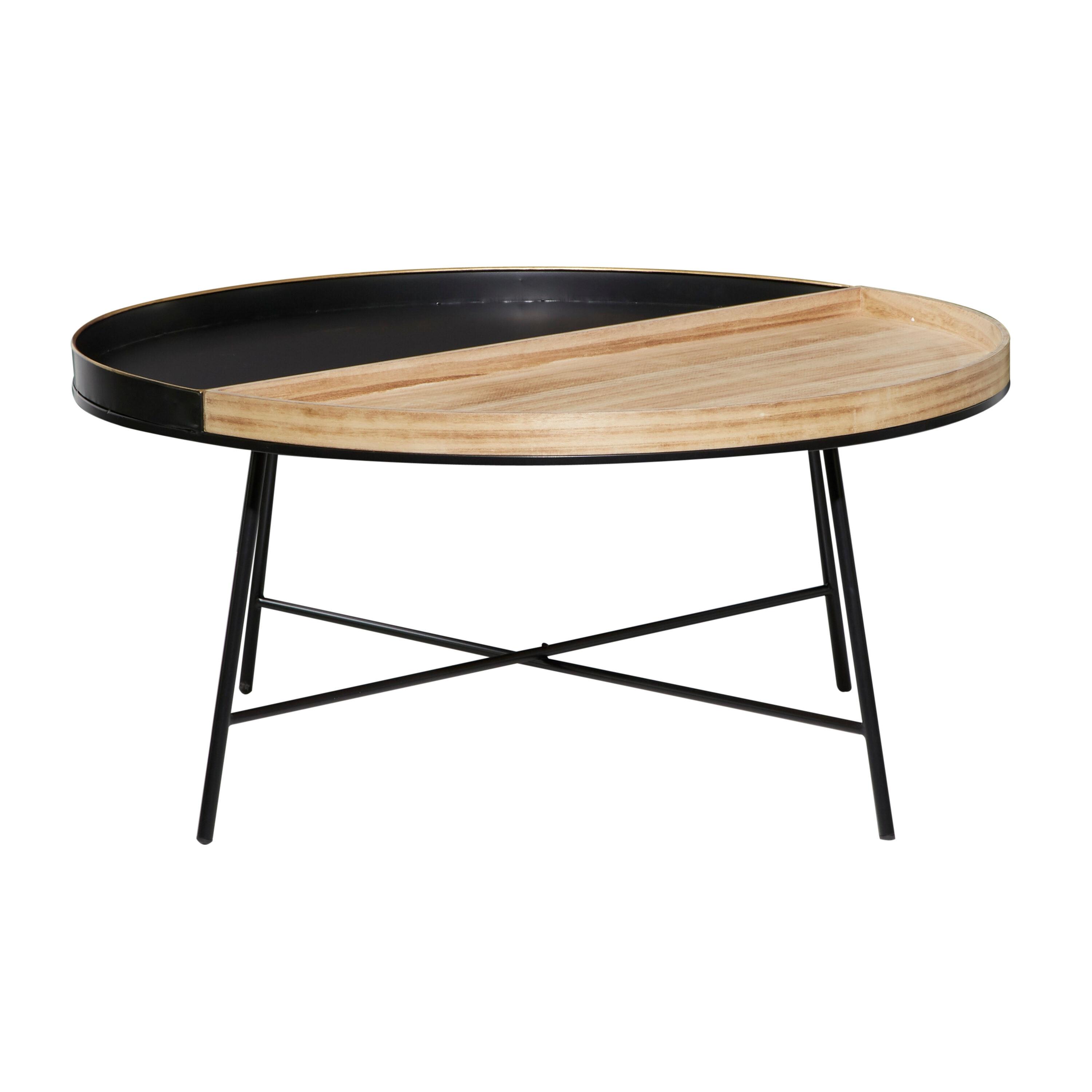 DecMode 38" x 18" Black Metal Split Coffee Table, 1-Piece