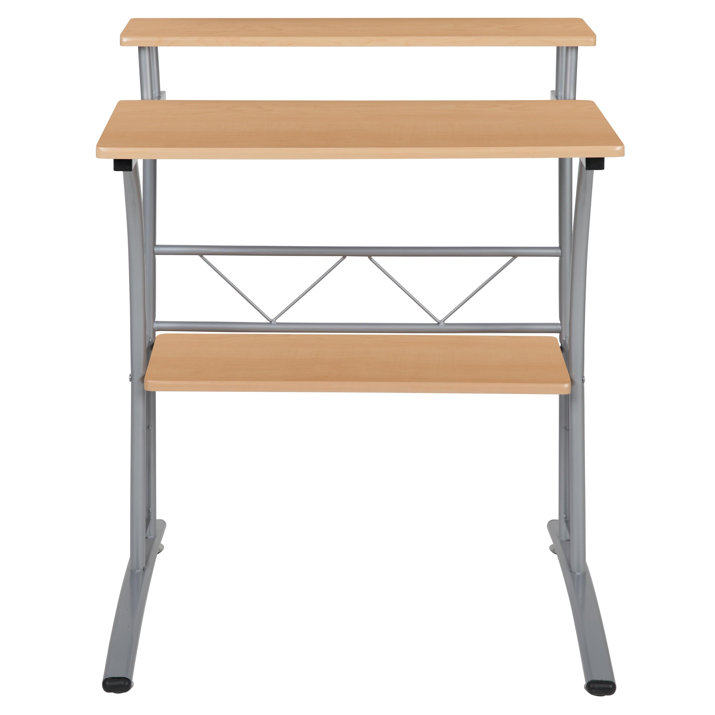 Flash Furniture Clifton Maple Computer Desk with Top and Lower Storage Shelves