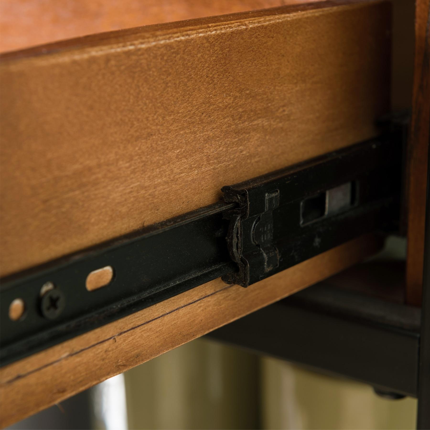Leick Home 11261 Ironcraft Rustic Foyer Bookcase with Drawer Storage, Mission Oak and Black