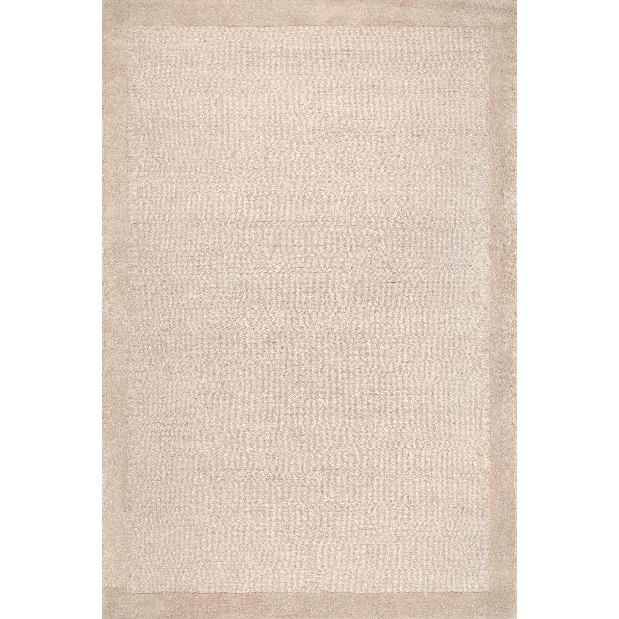 4'x6' Marianne Handmade Wool Border Area Rug Beige - nuLOOM: Solid Tufted Indoor Low Pile Rectangle Rug