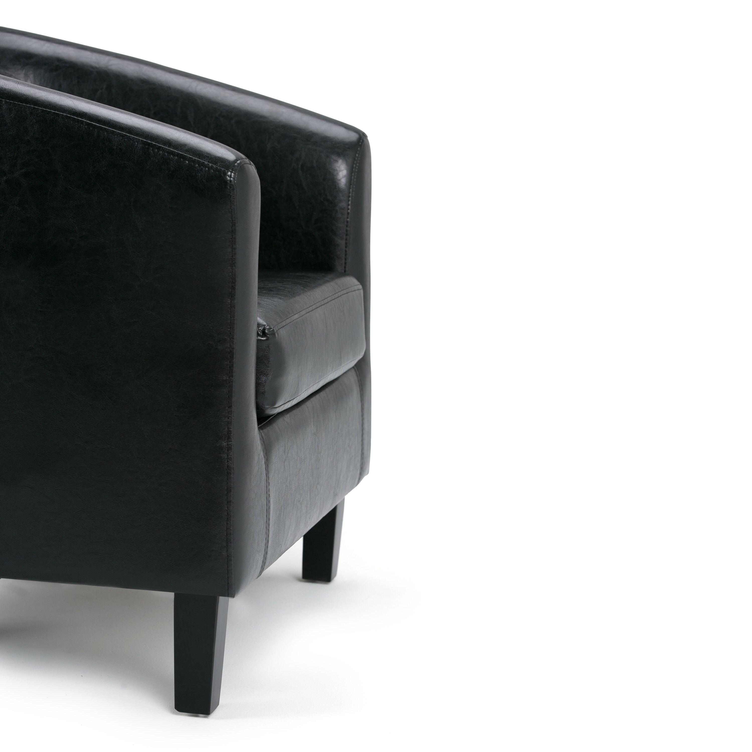 Simpli Home Austin 30"W Upholstered Vegan Faux Leather Contemporary Tub Accent Chair with High Arms and Deep Seat