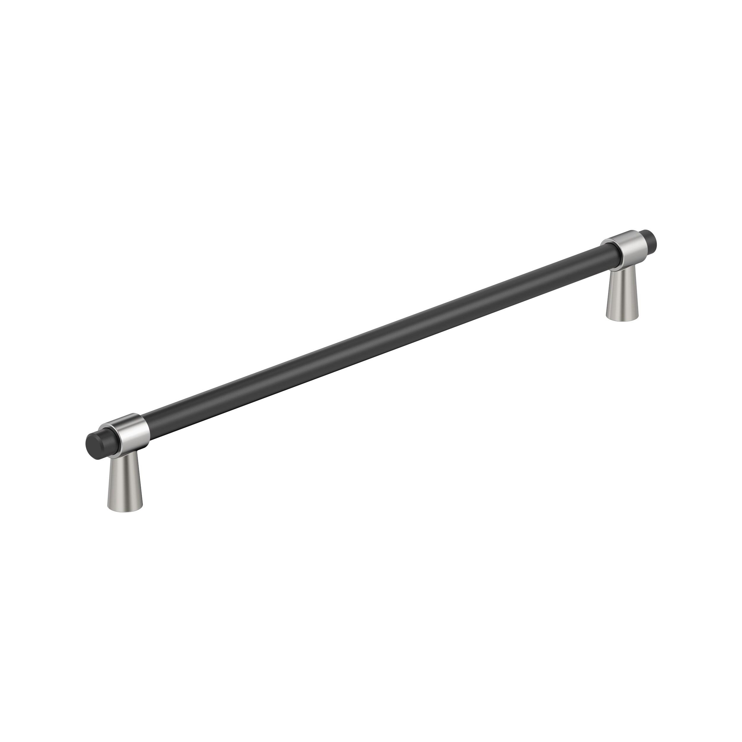 Amerock Mergence 12-5/8 inch (320mm) Center-to-Center Matte Black/Polished Chrome Cabinet Pull