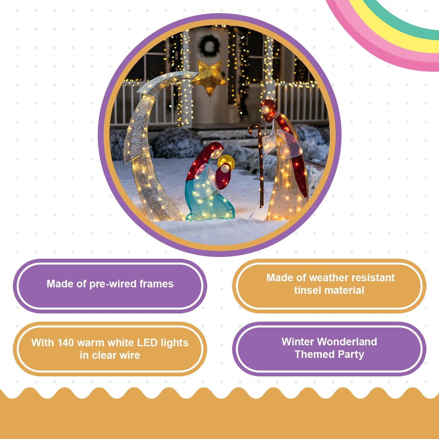 Joiedomi 5FT Christmas Nativity Scene Yard Light with Pre-Lit LED Lights for Indoor Outdoor Garden, Lawn, Christmas Event, Christmas Eve Night Decoration