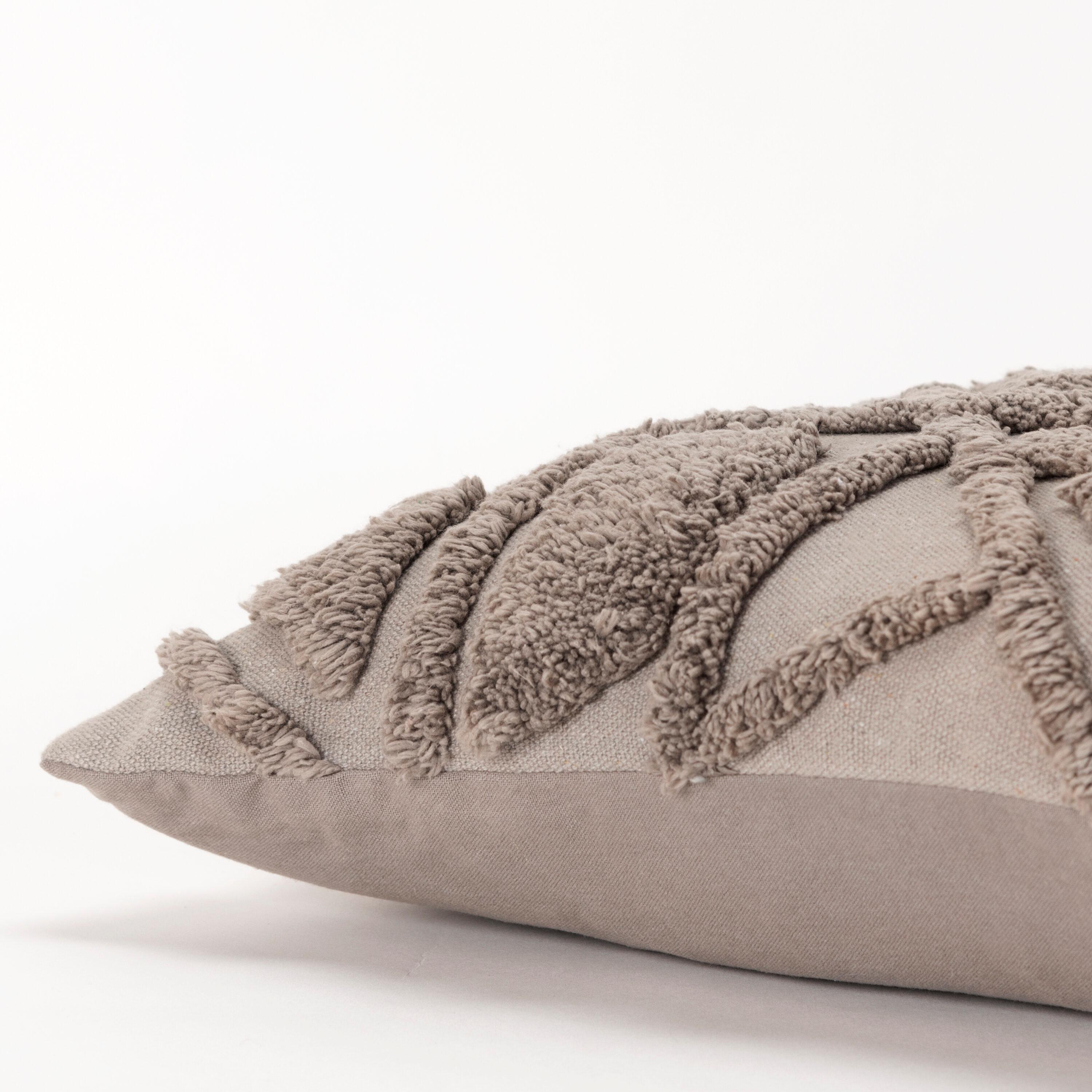 Slate Gray Tufted Cotton Blend Square Decorative Pillow