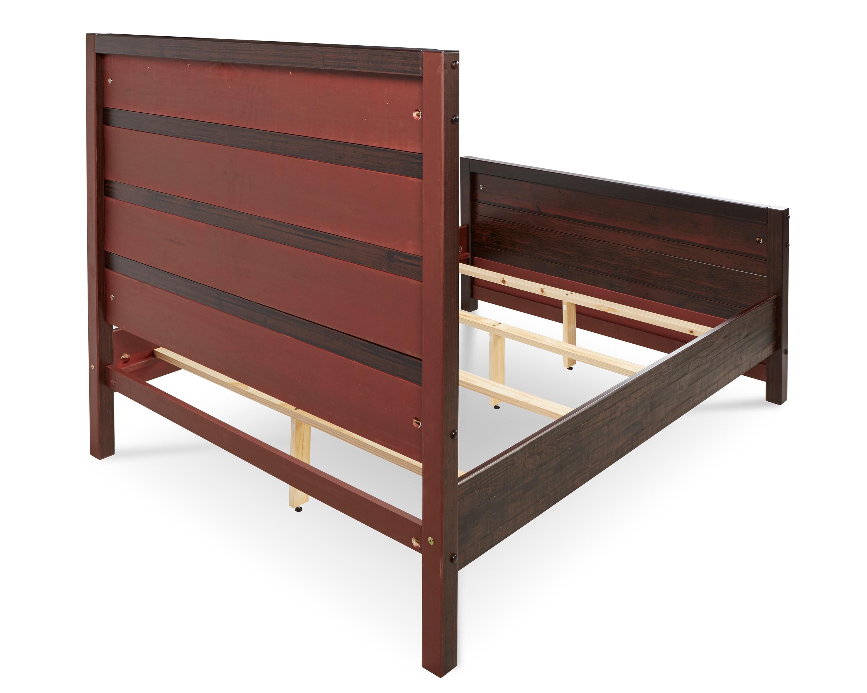 Camaflexi Carmel Solid Wood Platform Bed Frame with Headboard, King, Antique Walnut