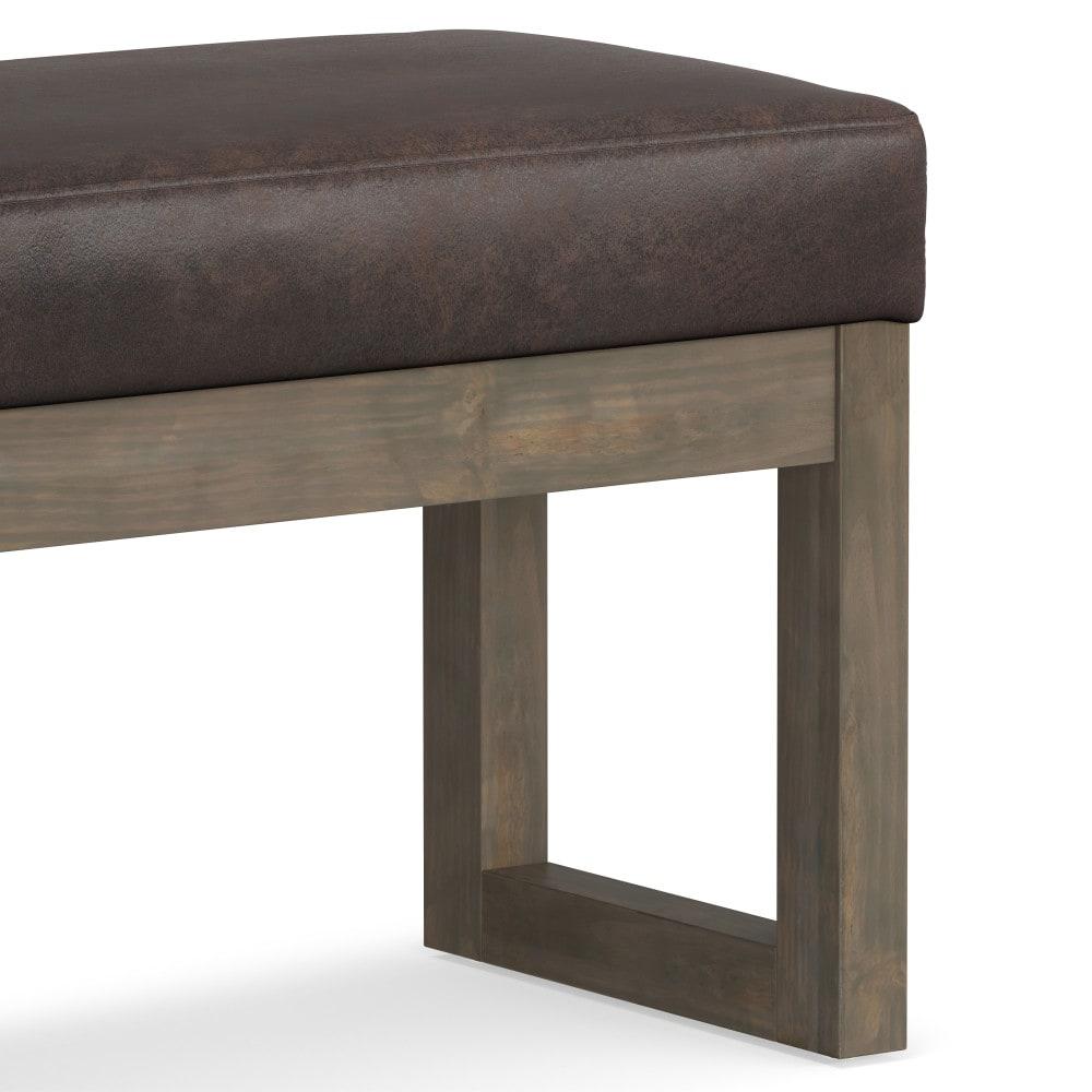 Simpli Home Milltown Ottoman Bench with Upholstered Seat and Solid Wood Frame