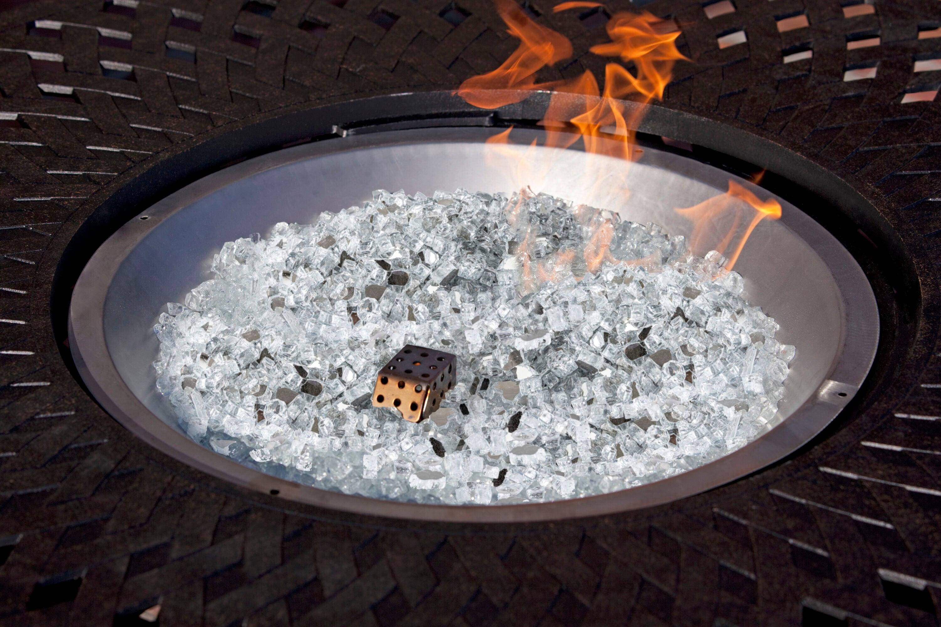 Fire Sense Premium Sparkling Reflective Tempered Fire Glass for Fire Pits Easy to Install-10 Lbs Crystal Clear