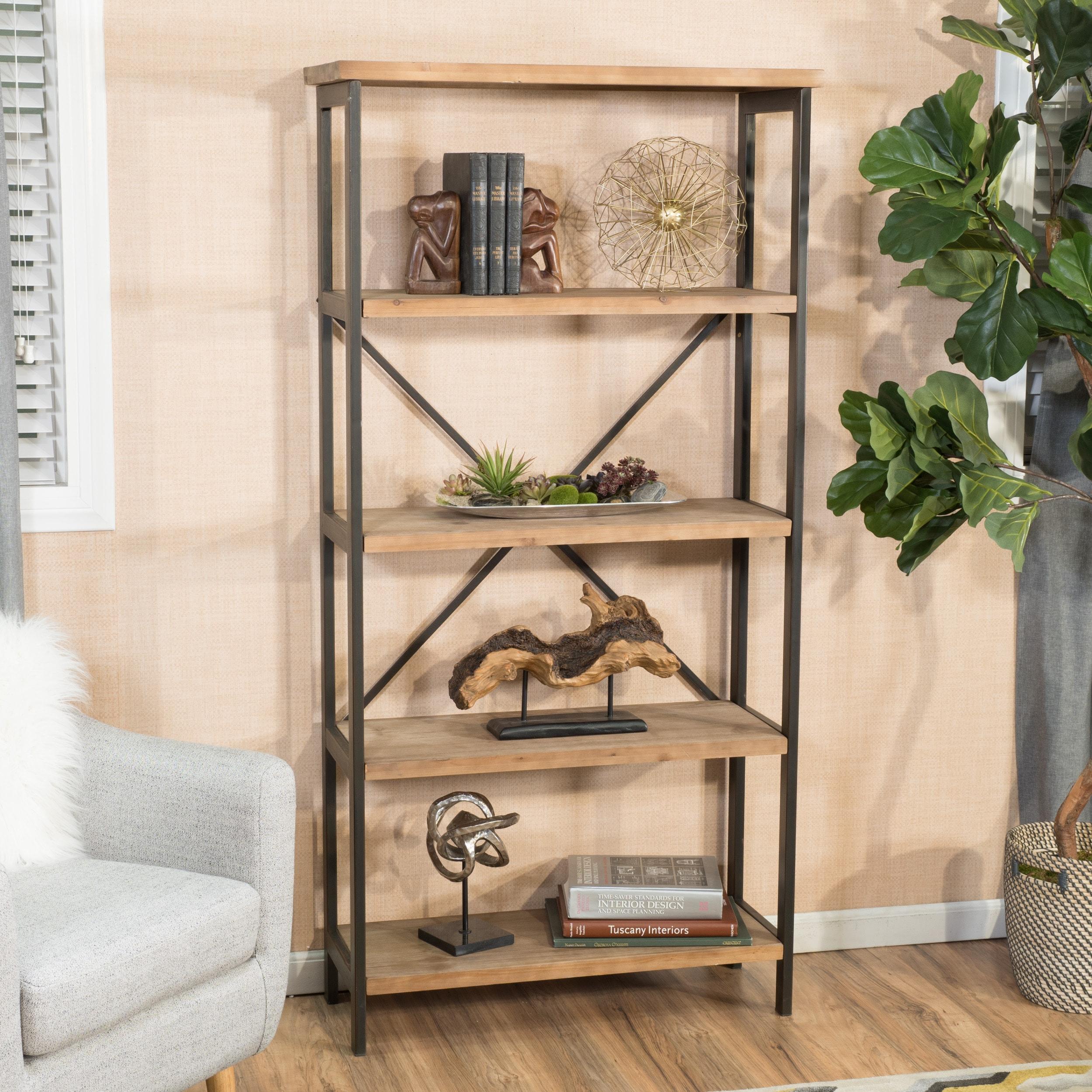 Christopher Knight Home Perth 68.5" 5-Shelf Industrial Bookcase Antique: Metal & Wood, 250lbs Capacity