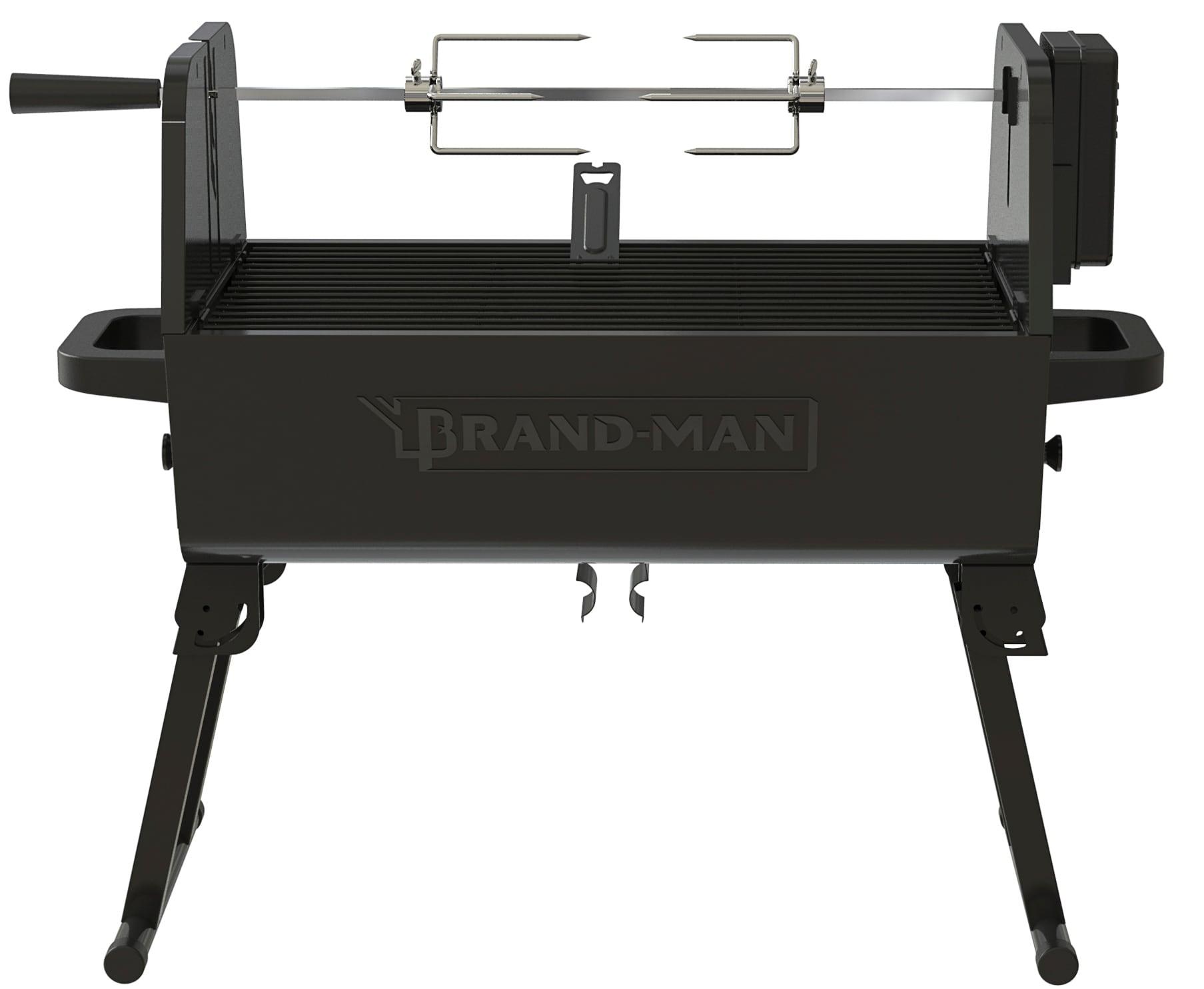 Brand-Man 2 in 1 Charcoal Grill with Rotisserie Grill Kit, Portable ‎Enameled Steel Barbecue Grill, Stainless Steel Spit Roaster with Motor & Adjustable Height for Backyard Camping Patio Tailgating