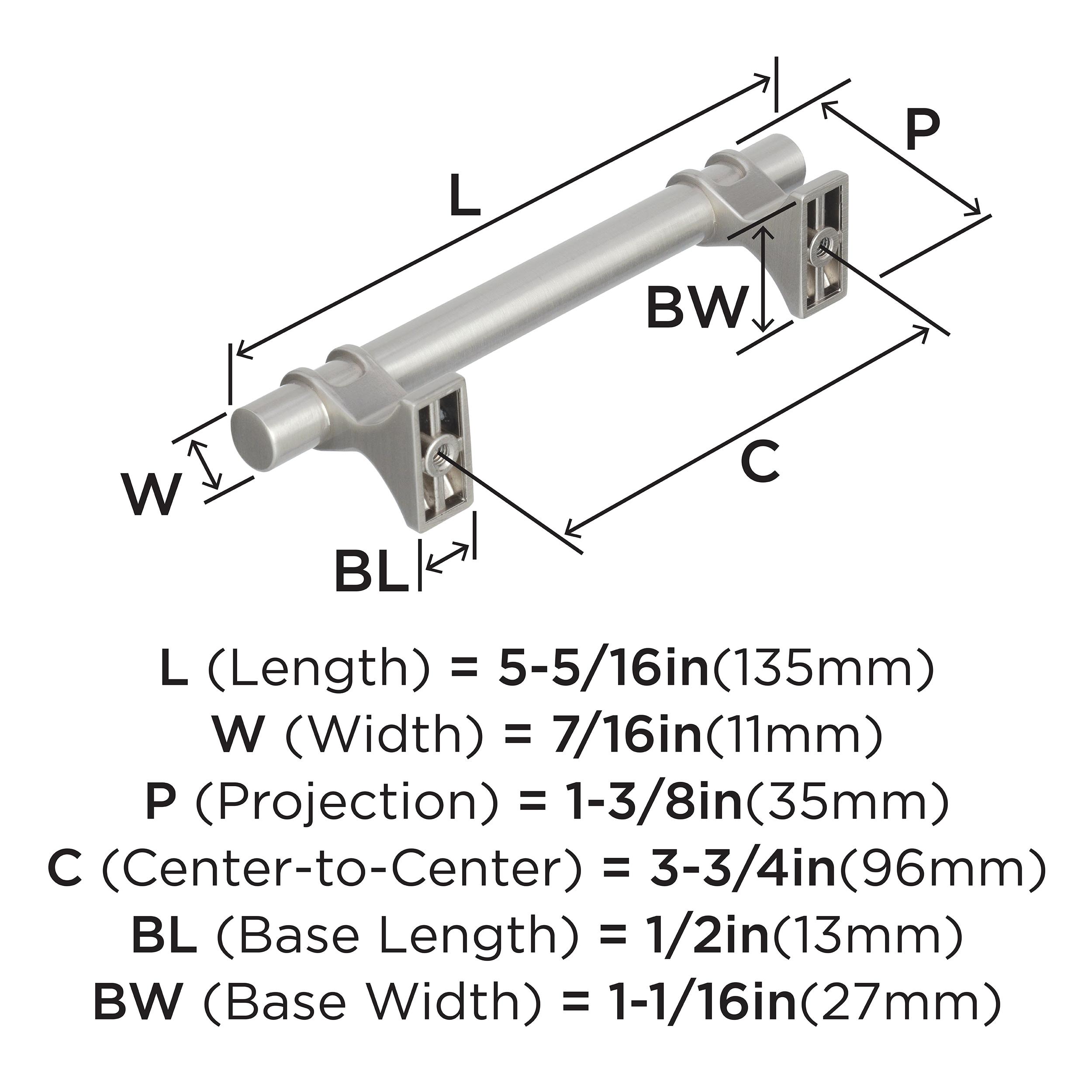 Amerock Davenport 3-3/4 inch (96mm) Center-to-Center Satin Nickel Cabinet Pull