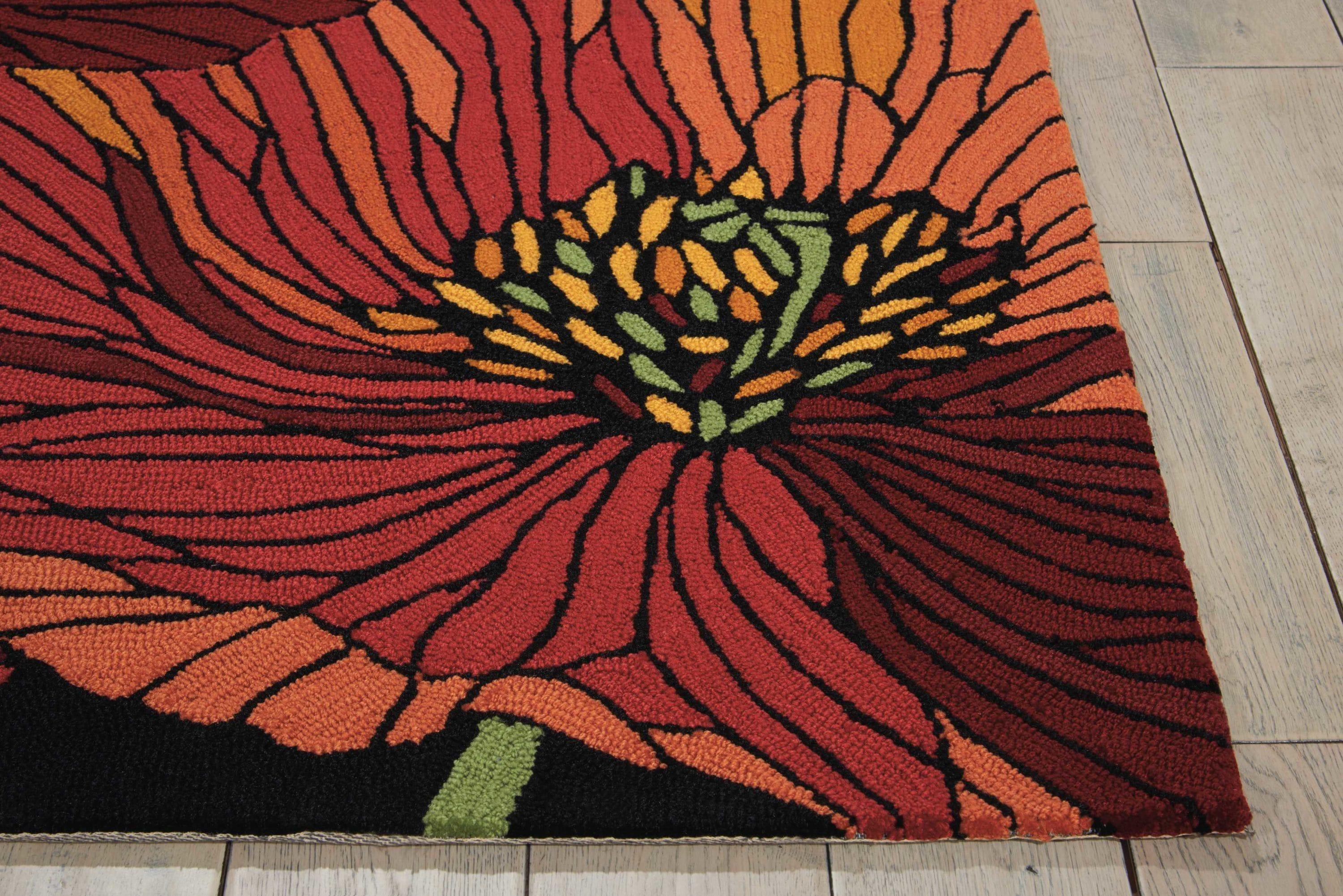 Nourison Fantasy Floral Black 3'6" x 5'6" Area Rug, (4x6)