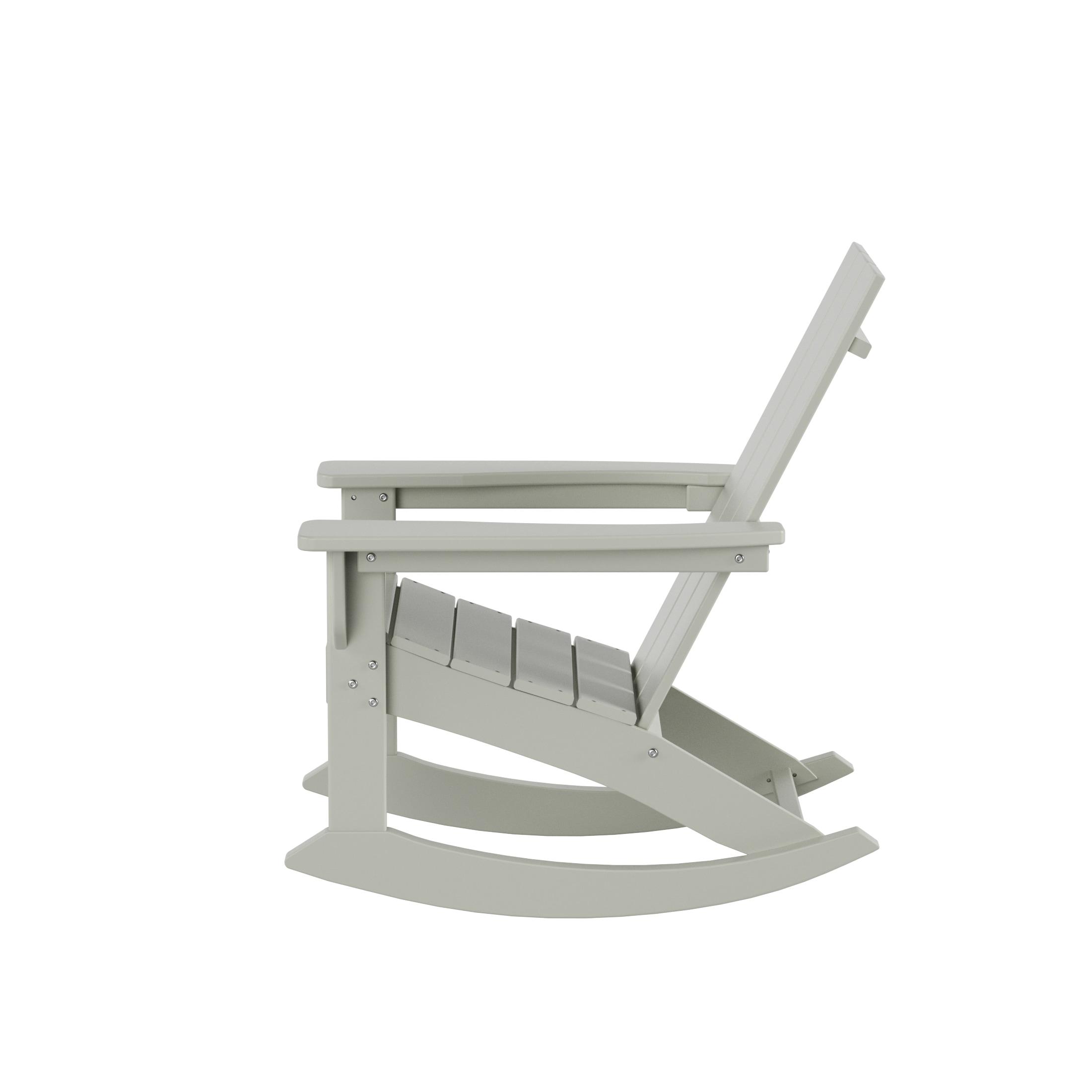 Polytrends  Shoreside Modern Eco-Friendly All Weather Poly Adirondack Rocking Chair Sand