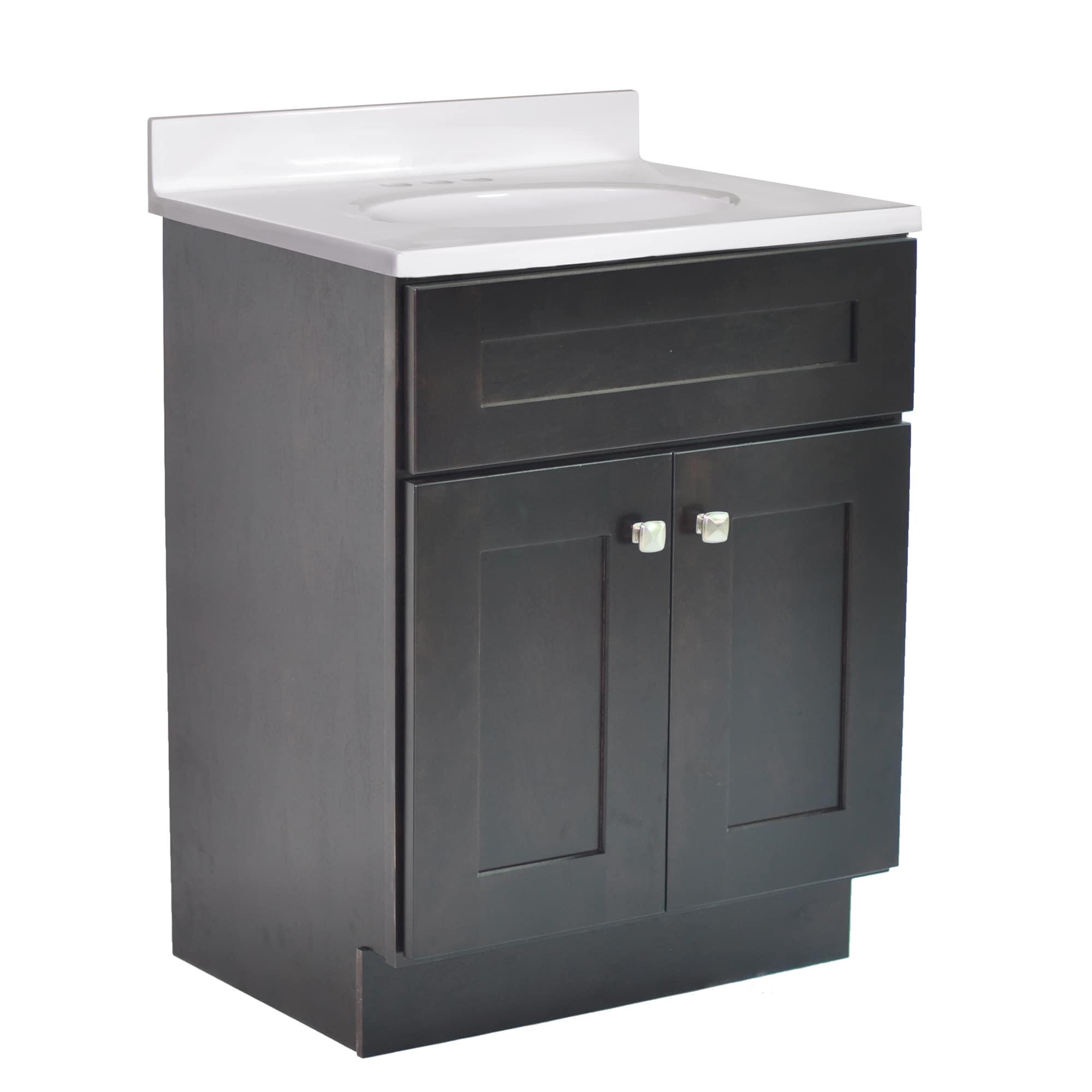 Brookings 24 Inch Bathroom Vanity, Ready to Assemble, Solid Wood, Sherwin Williams – Design House, 587063