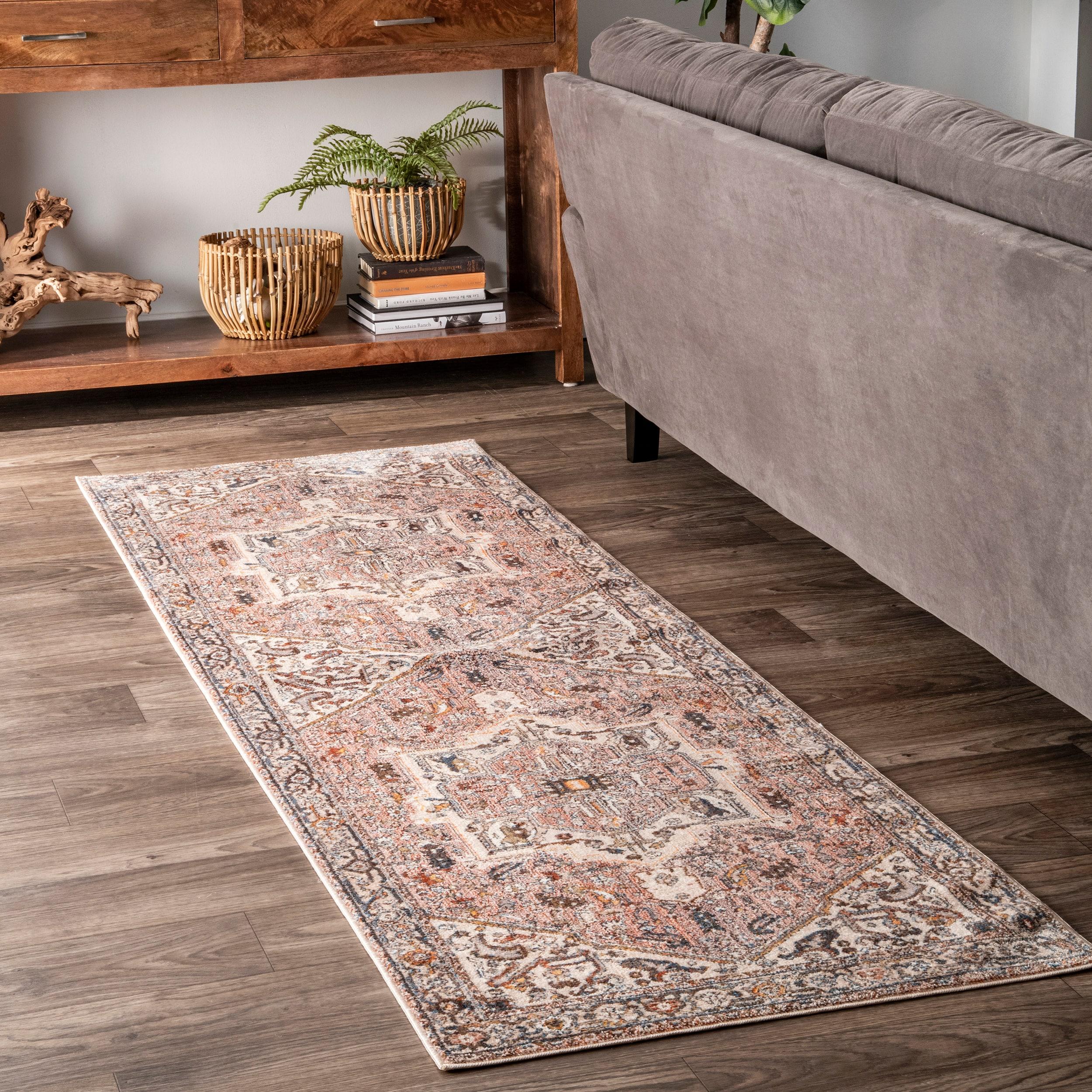 Nuloom Harriet Medallion 2x12 Runner Indoor Area Rug for Living Room Bedroom Dining Room Entryway Hallway Kitchen, Light Brown/Ivory