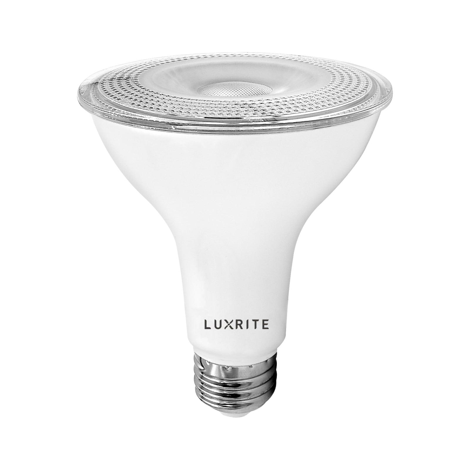 Luxrite 4-Pack LED PAR30 Flood Light Bulb 5000K Bright White 850 Lumens 11W Dimmable Wet Rated E26 Base UL Listed