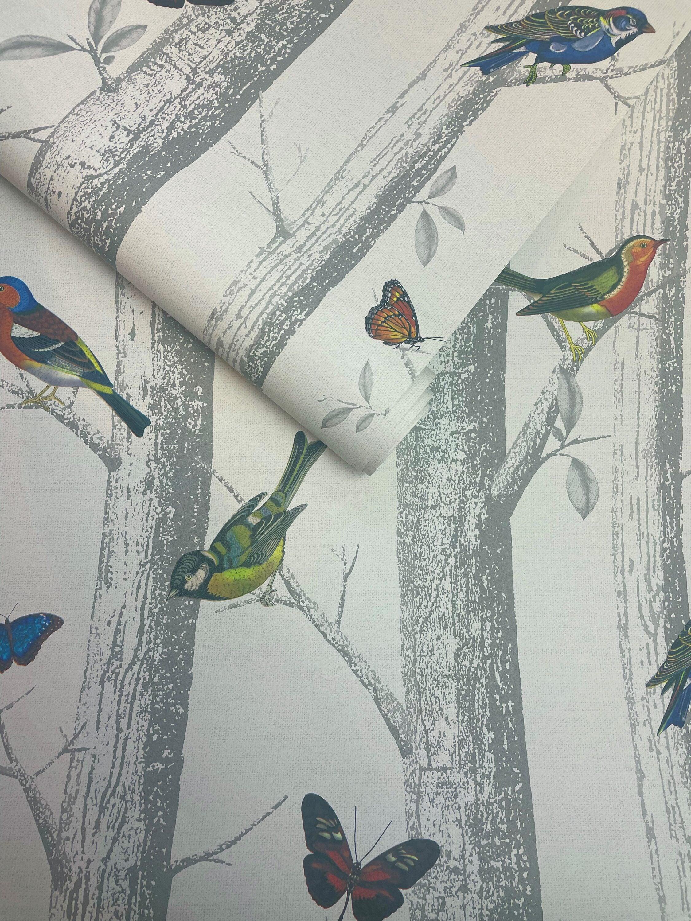 Epping Birds and Trees White Multi Wallpaper