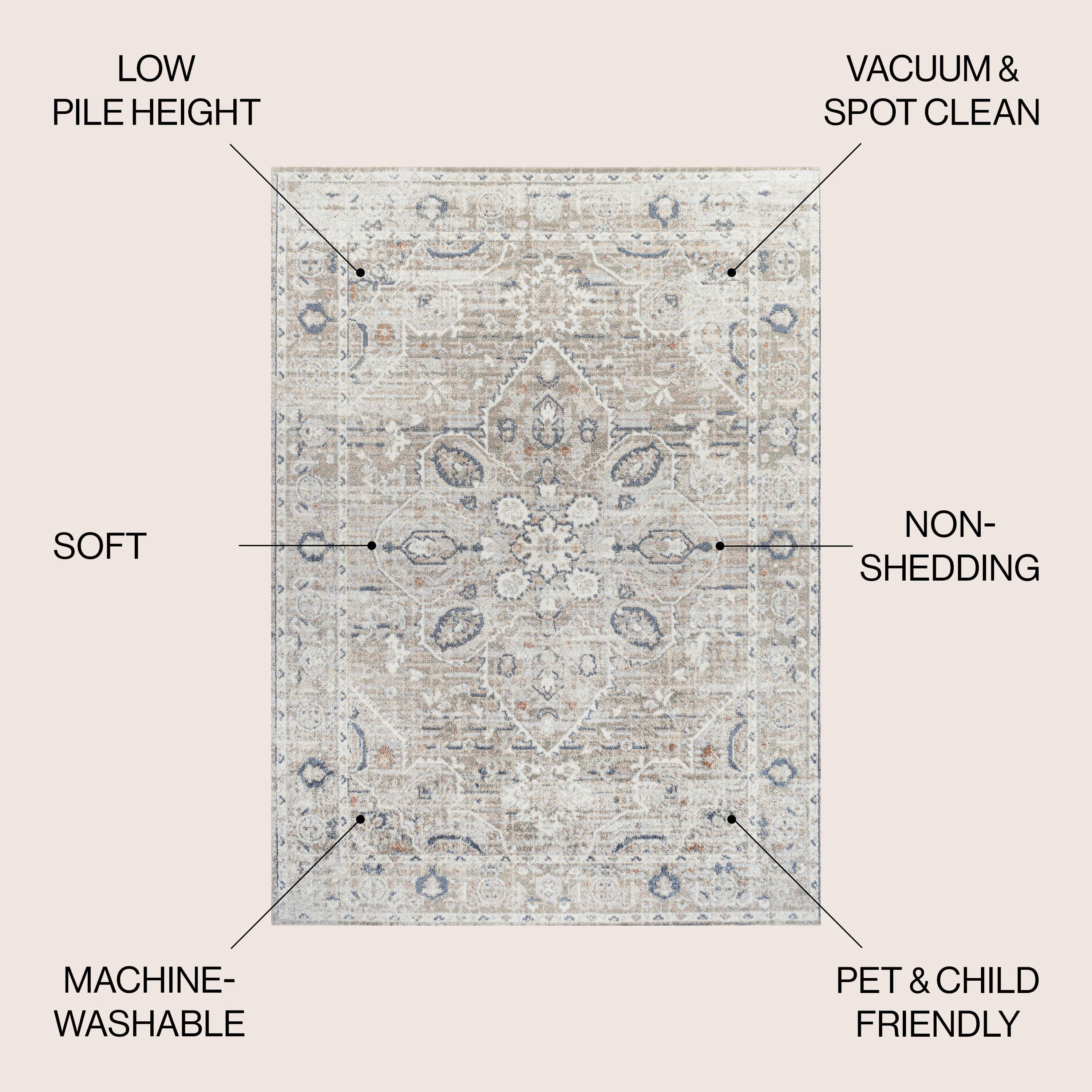 JONATHAN Y Shaii Global Medallion Low-Pile Machine-Washable Light Gray/Brown 3 ft. x 5 ft. Area Rug