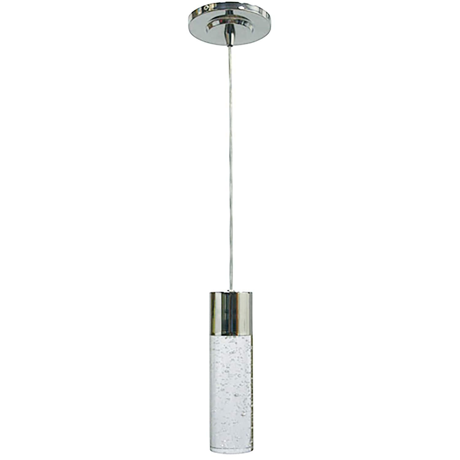 Style Selections Dunwynn 2.75-in Polished Nickel Mini Seeded Glass Cylinder LED Pendant