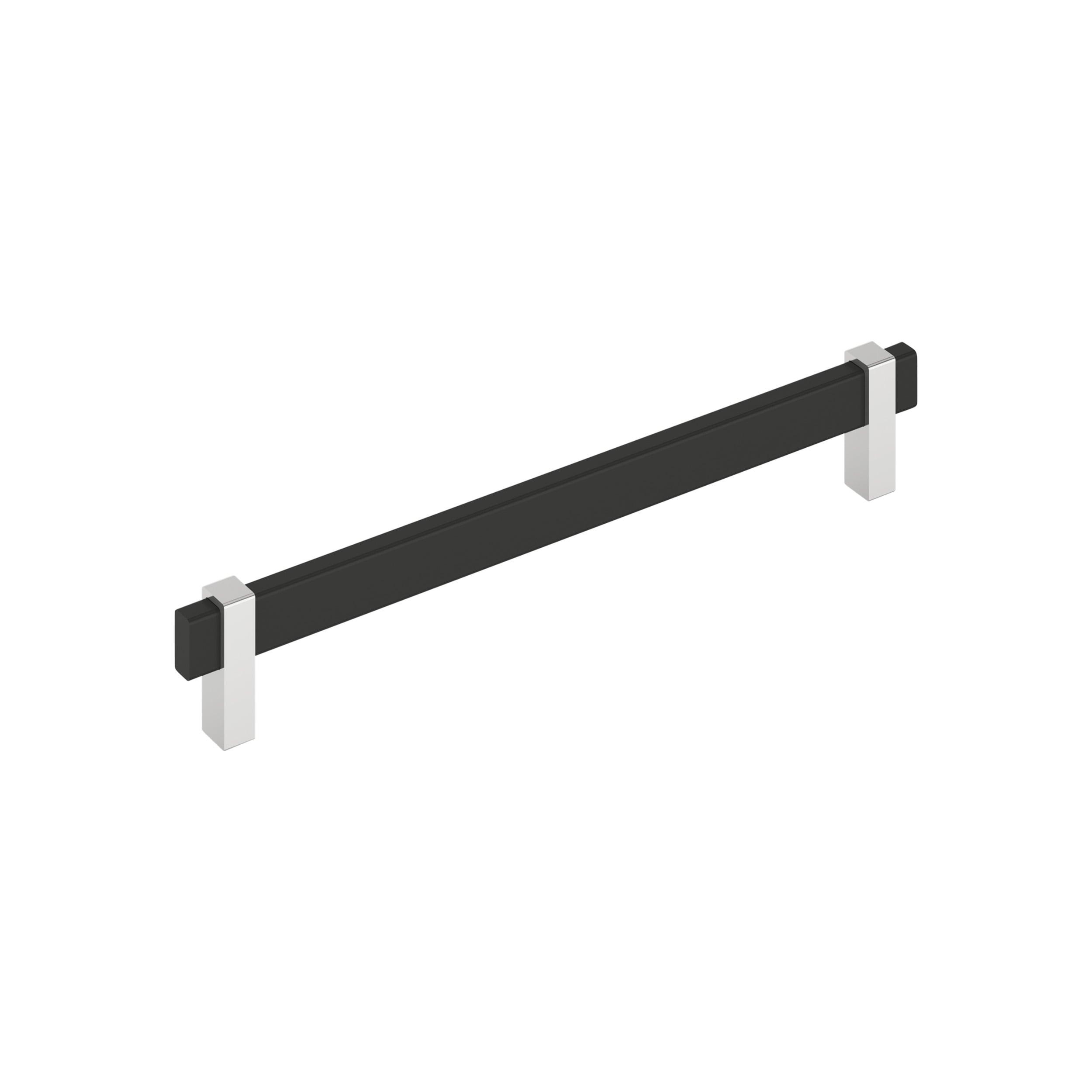 Amerock Mulino 8-13/16 inch (224mm) Center-to-Center Matte Black/Polished Chrome Cabinet Pull