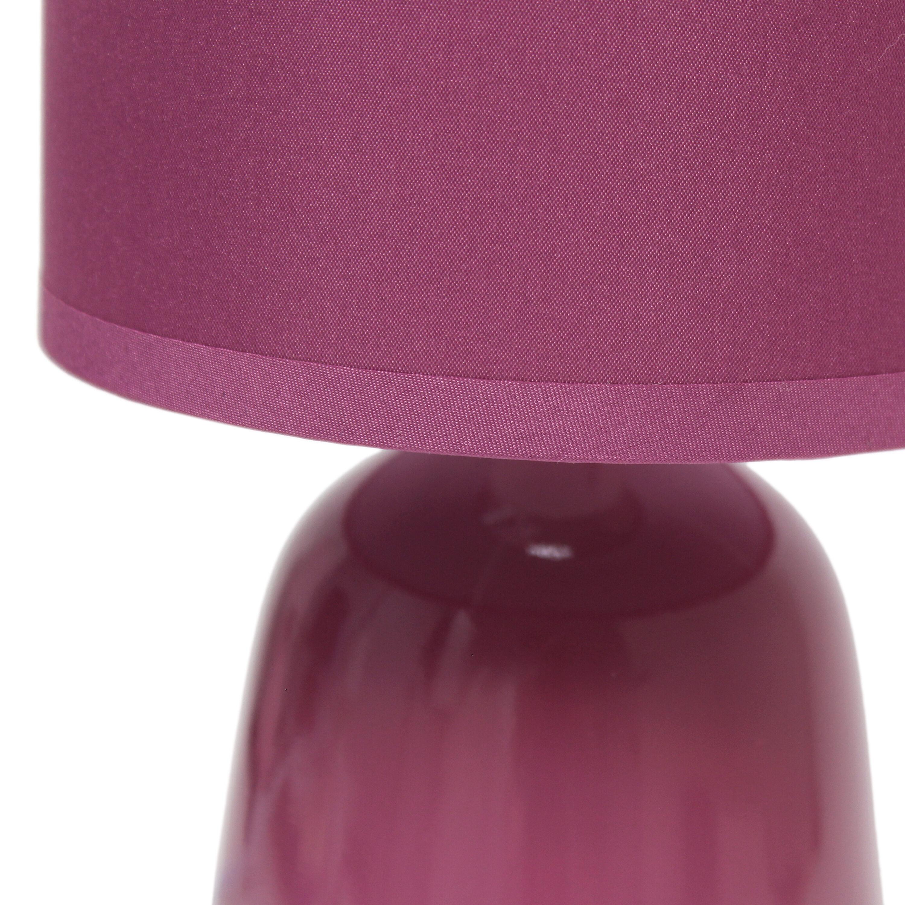 10.04" Traditional Ceramic Thimble Base Bedside Table Desk Lamp with Matching Fabric Shade Mauve - Simple Designs