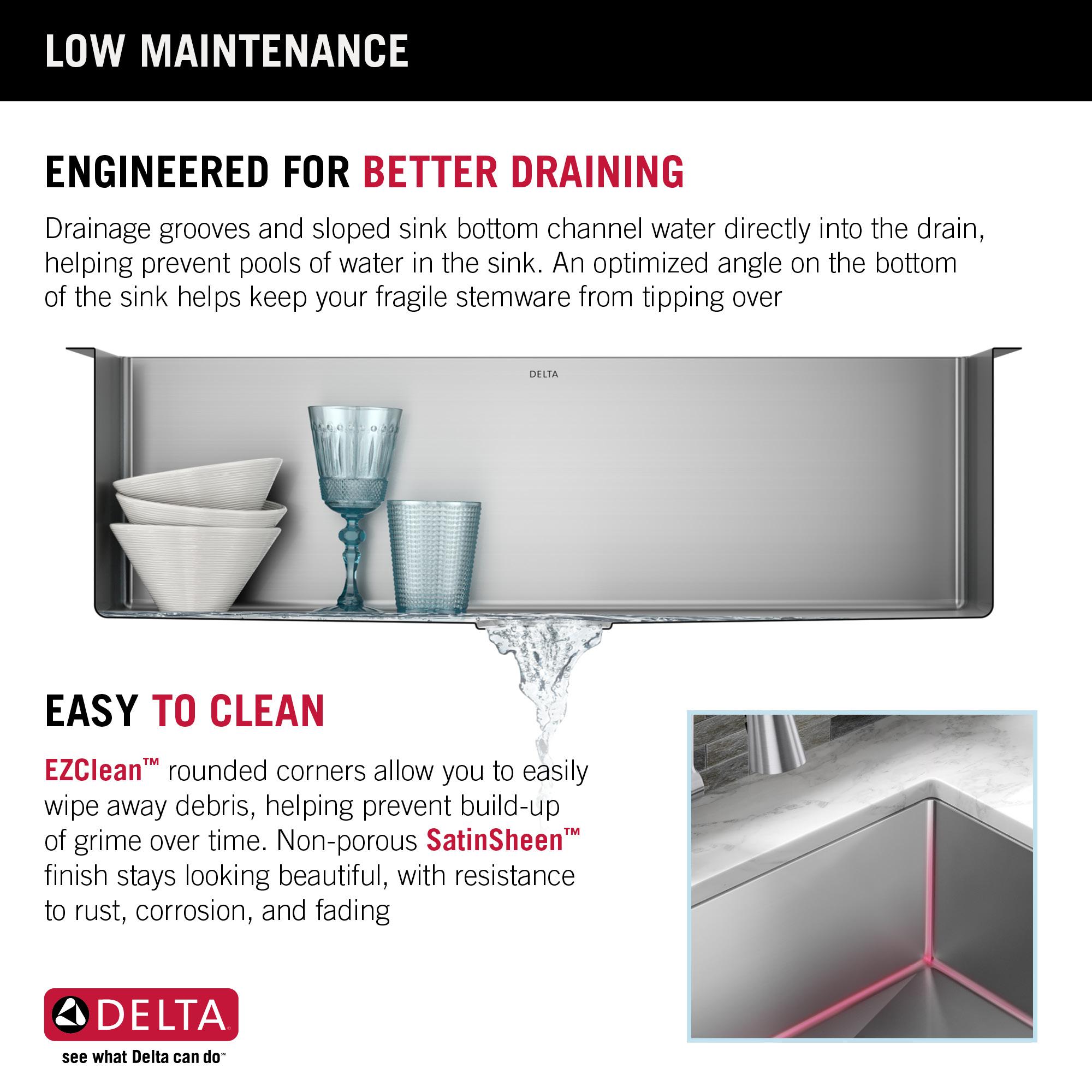 Delta Lenta™ Undermount 16 Gauge Stainless Steel Single Bowl Kitchen Sink with Accessories