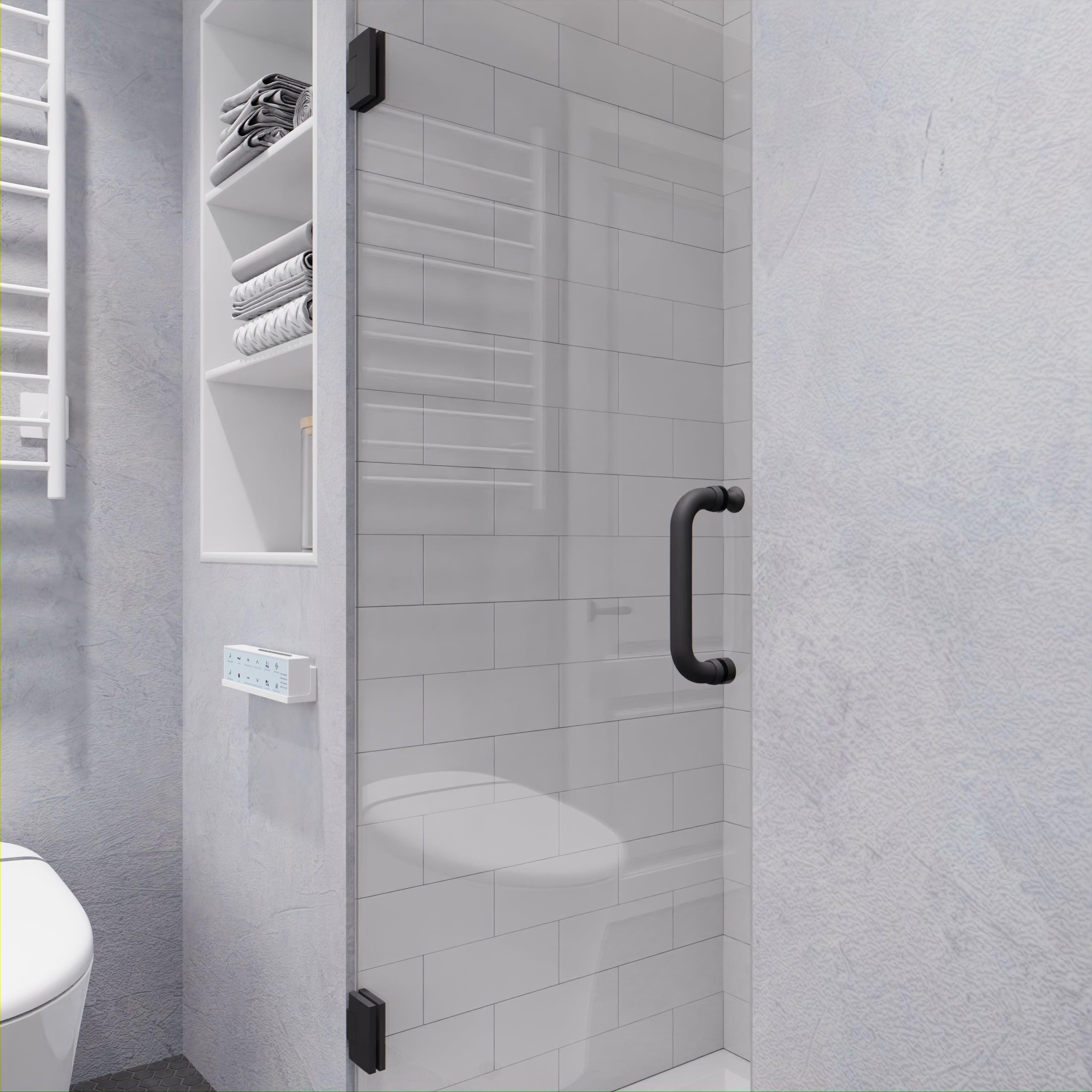 ANZZI SD-AZ09-02GB ANZZI Passion Series 30 In. X 72 In. Frameless Hinged Shower Door With Stainless Steel Handle In Gunmetal