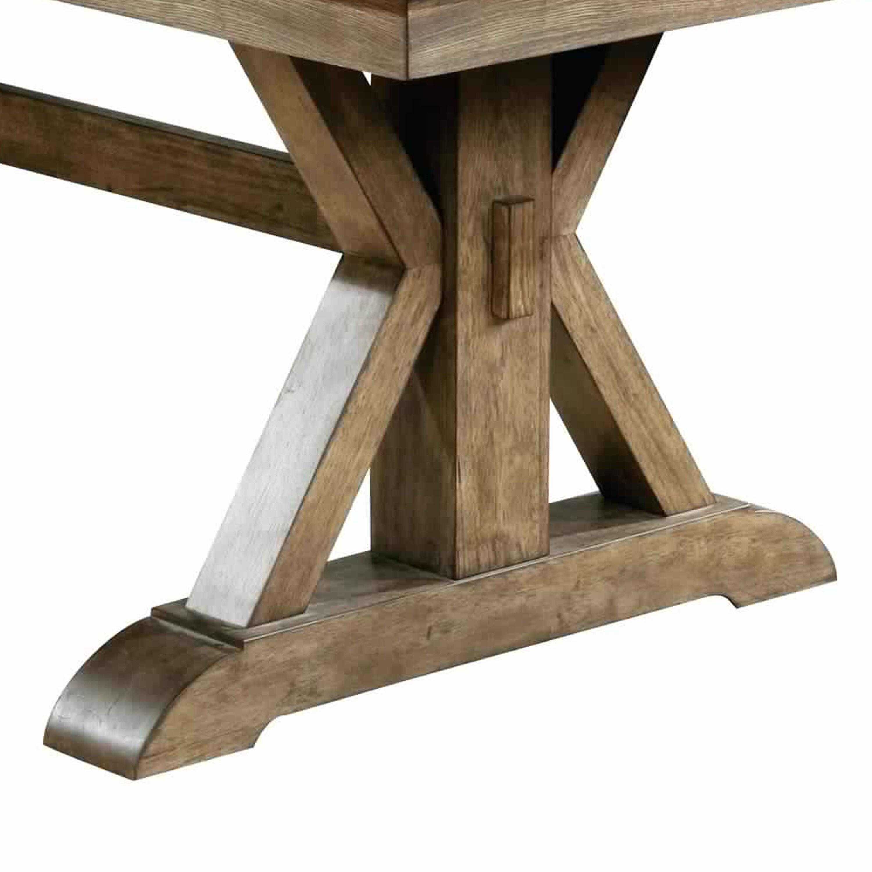 Mesa de Comedor de Madera de Estilo Transicional con Base de Caballete, Marrón