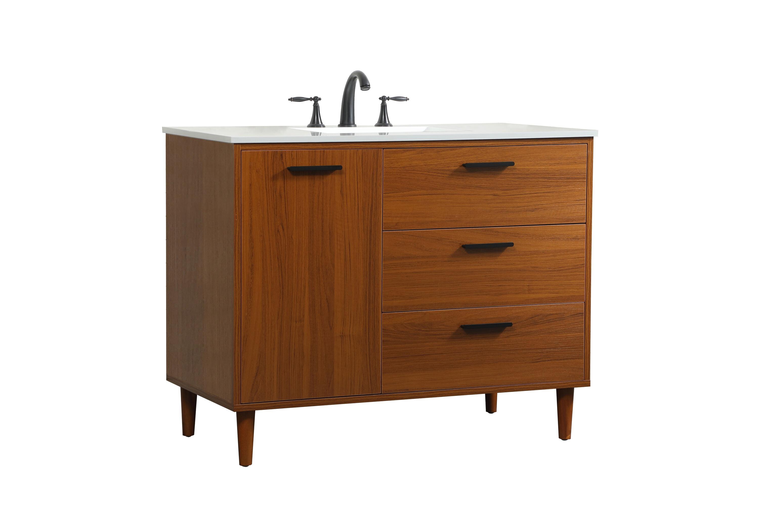 Burroughs 42'' Single Bathroom Vanity with Engineered Marble Top