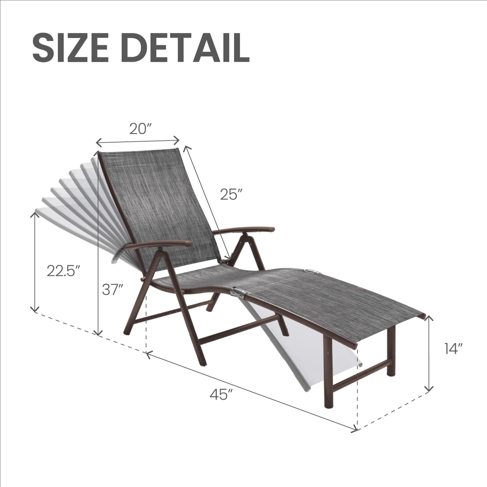 2pc Outdoor Aluminum Adjustable Chaise Lounges - Black/Gray - Crestlive Products: Foldable, Weather-Resistant, No Assembly Required