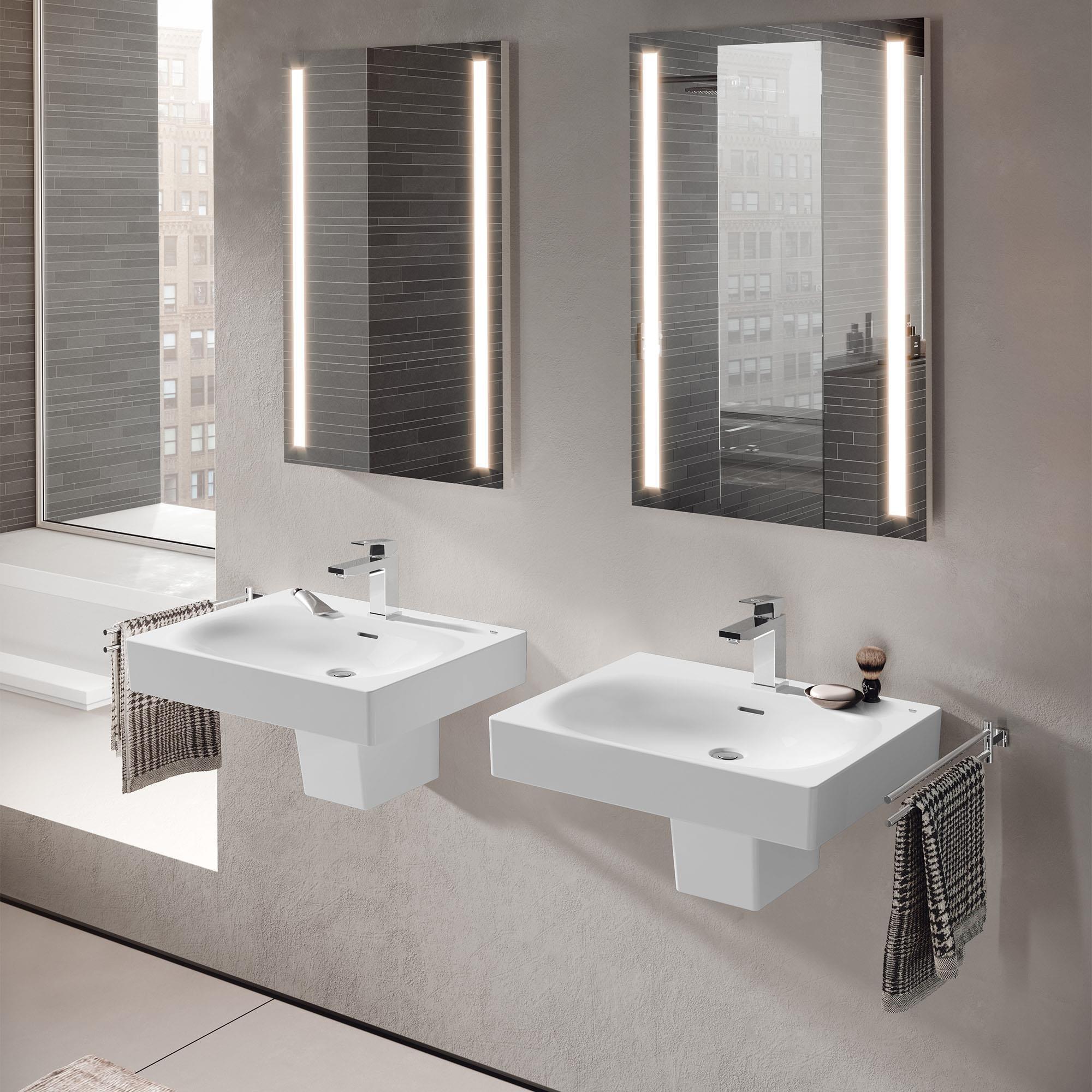 Eurocube® Alpine White Rectangular Wall Mount Bathroom Sink with Overflow