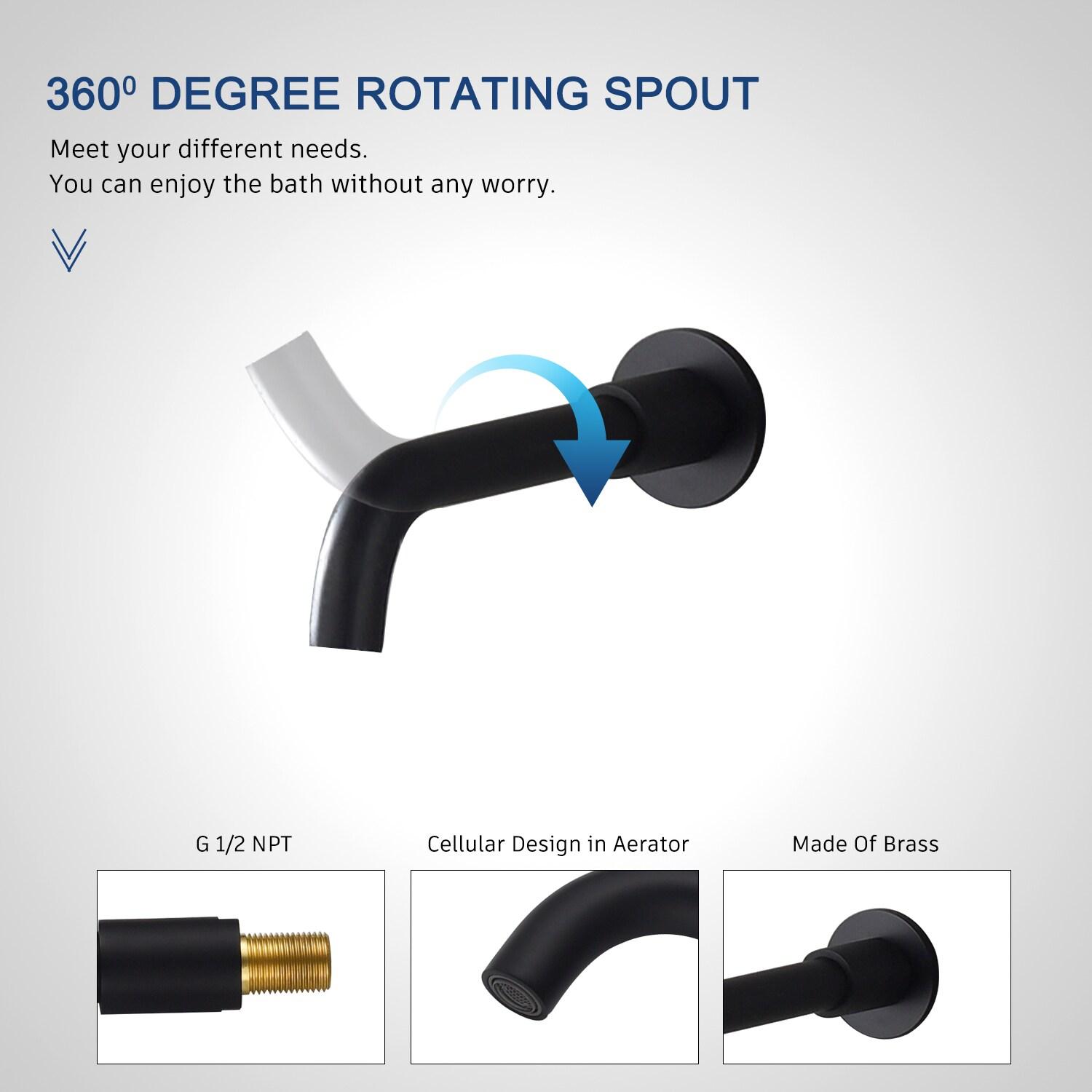 clihome Luxury Wall-Mounted 3-Function Shower System Solid Brass Mixer Valve, 1.8 GPM Flow & Dual Showerheads with Rough-in Valve DM6612BI