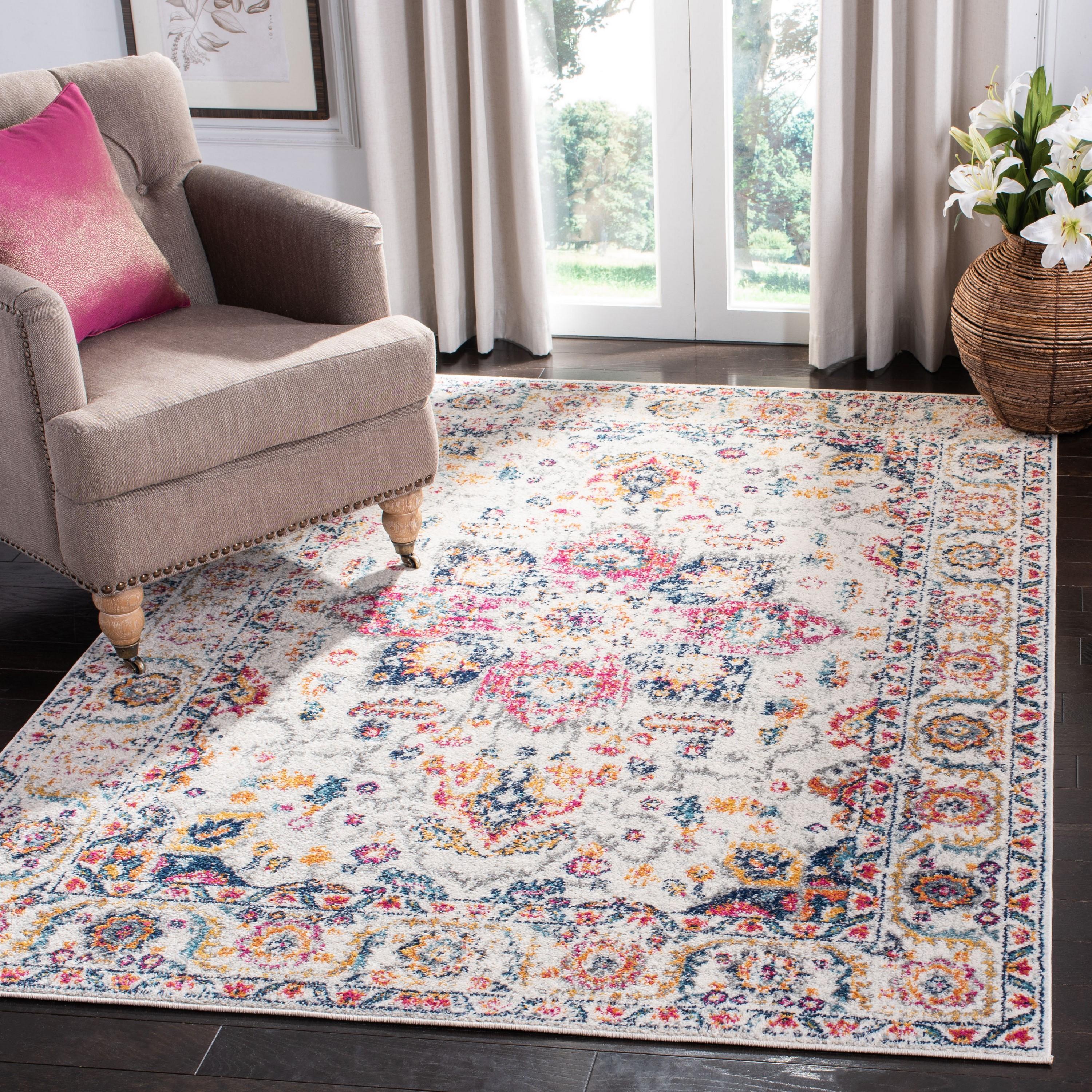 Madison MAD603 Power Loomed Area Rug - Fuchsia/Ivory - 4'x4' - Safavieh.