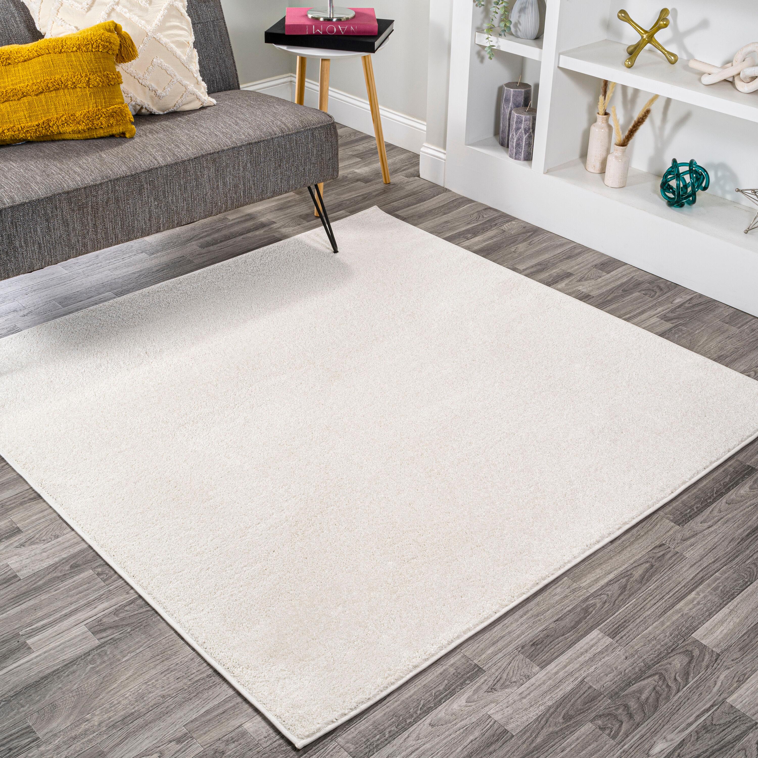 Cream Synthetic Reversible Stain-Resistant 5 ft. Square Area Rug