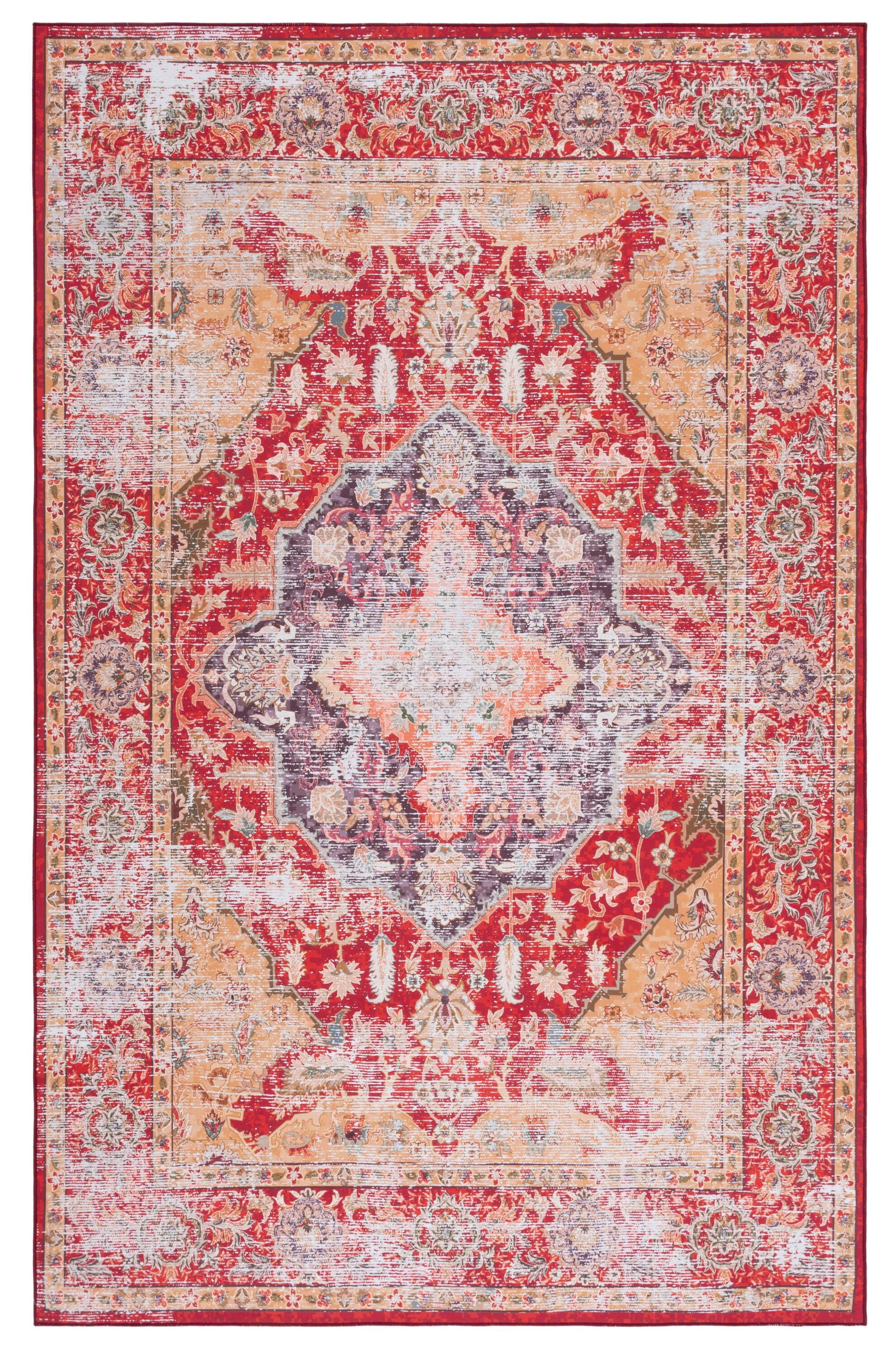 Tucson TSN131 Power Loomed Machine Washable Area Rug - Rust/Gold - 3'x5' - Safavieh.