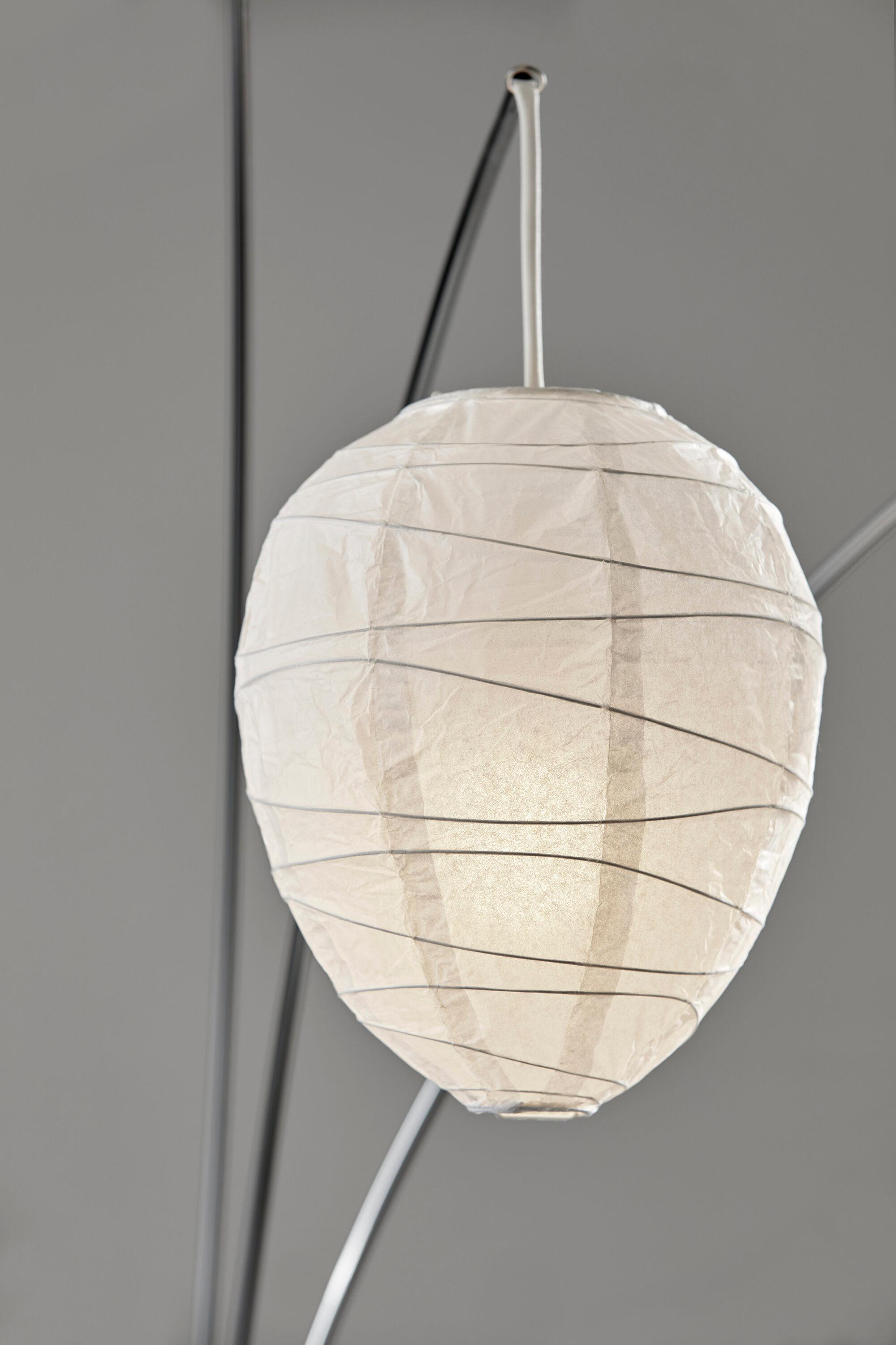 Belle Arc Lamp Silver - Adesso: Chrome Poles, White Rice Paper Lanterns, Multi-Head, ETL Listed