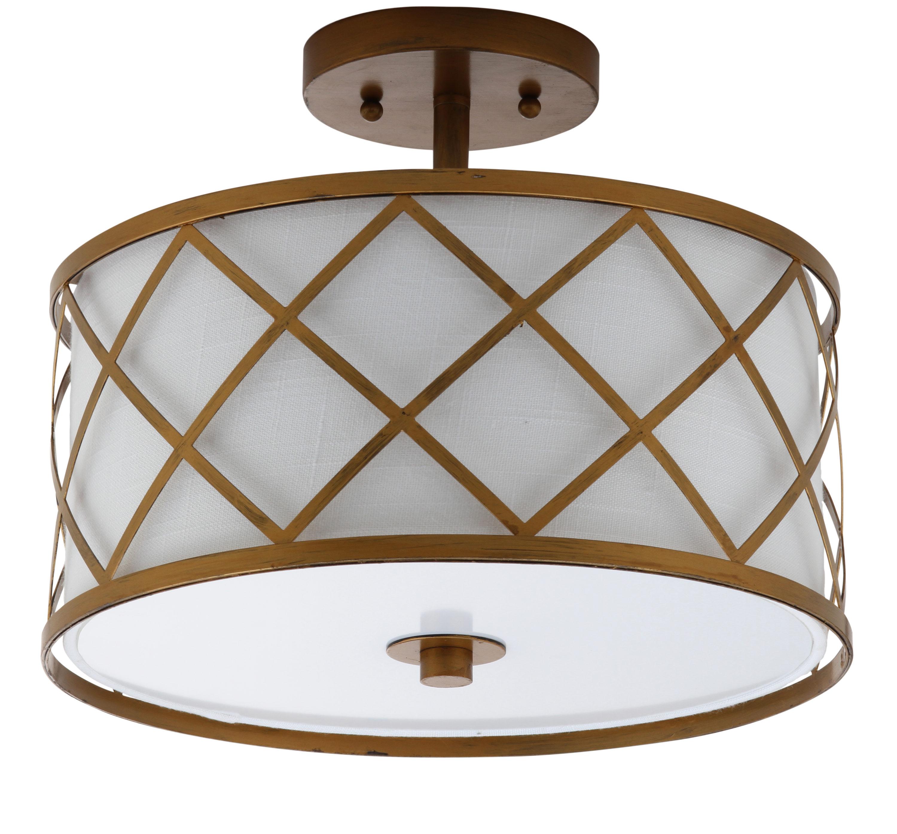 Elizabeth 13.25" Metal LED Flush Mount, Gold/White