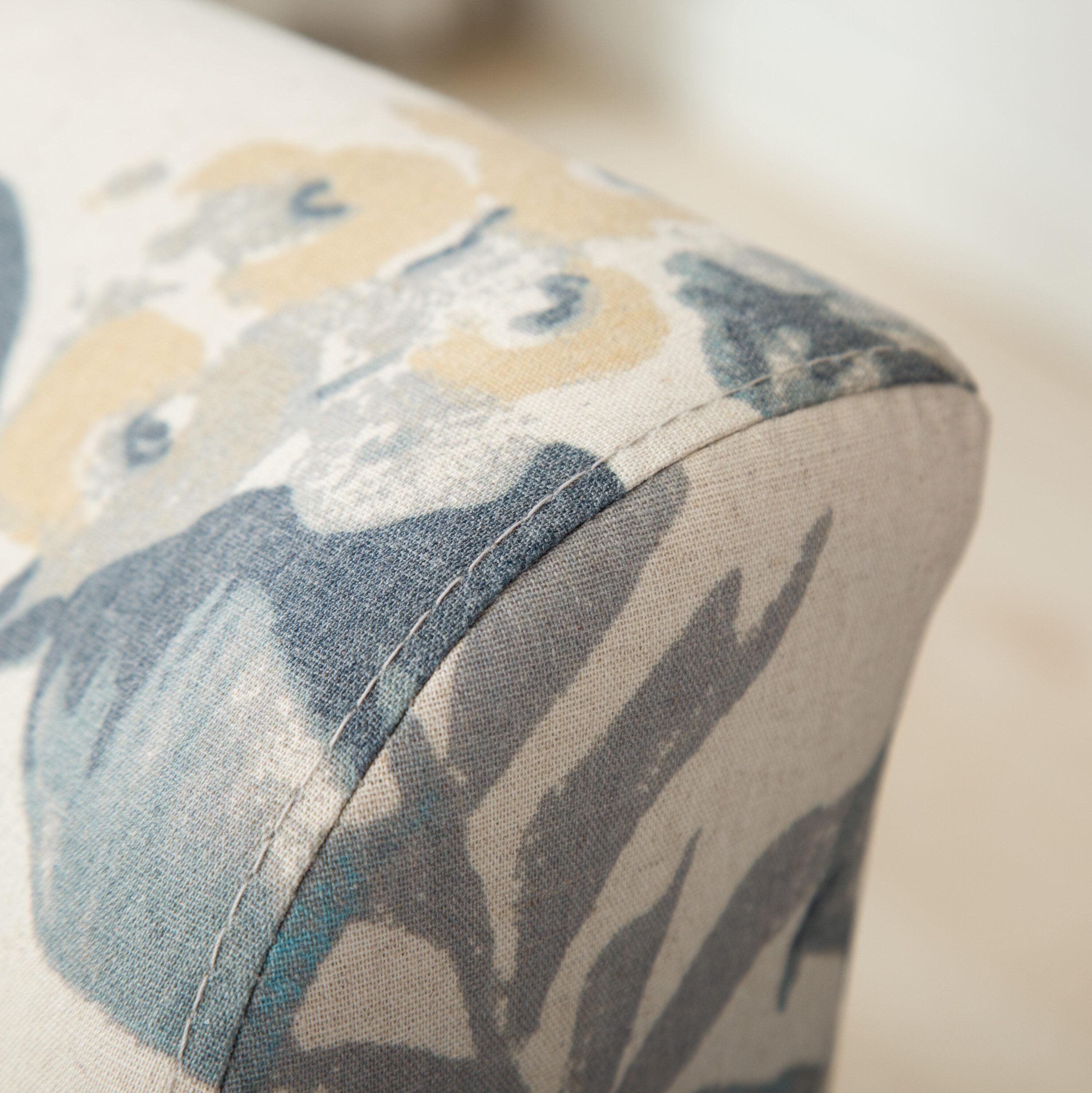 Roundhill Furniture Capa Fabric Armless Contemporary Accent Chair Blue Leaves