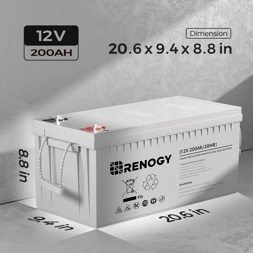 Renogy Deep Cycle AGM Battery 12 Volt 200Ah, 2000A Max Discharge Current, Safe Charge Most Home Appliances for RV, Camping, Cabin, Marine and Off-Grid System, Maintenance-Free