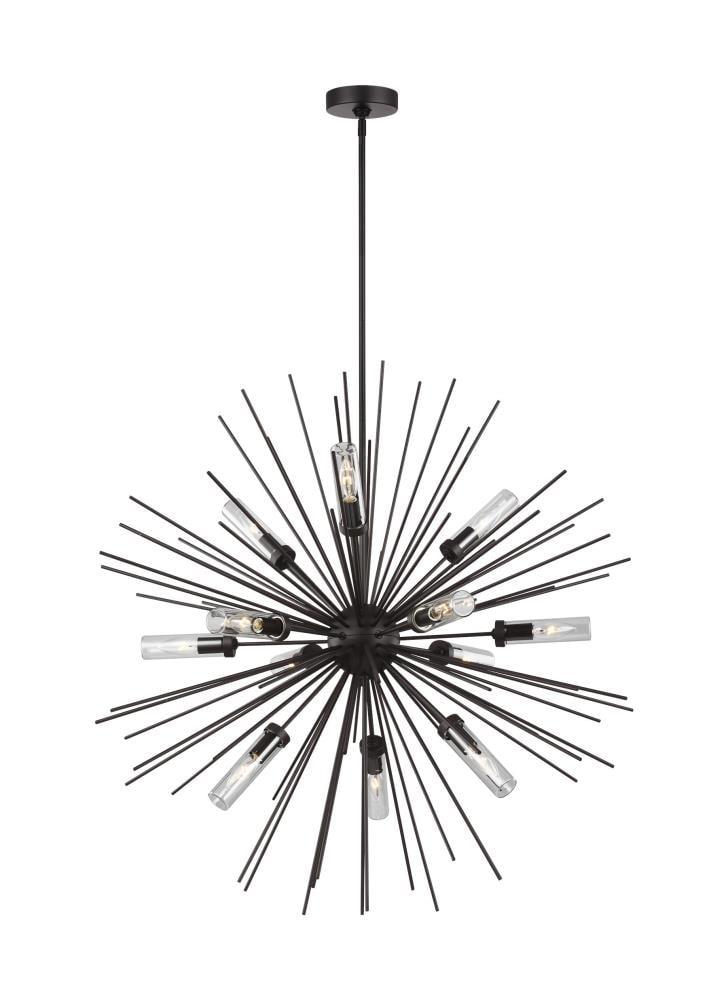 Oil Rubbed Bronze Sputnik 12-Light Outdoor Chandelier with Clear Glass