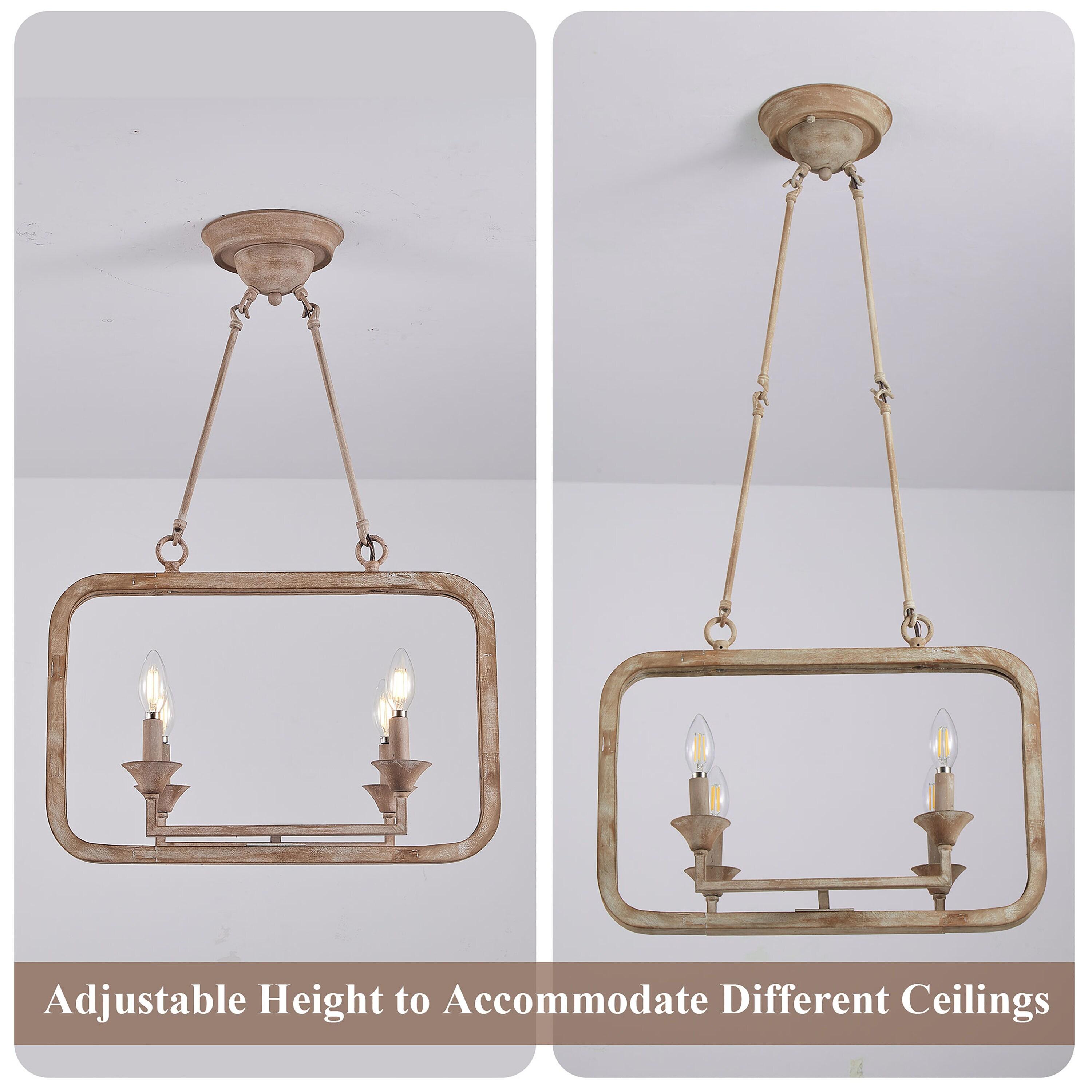 Cusp Barn Chandelier 4 -Light Brushed Brown Farmhouse Bare bulb For Use in Bedrooms, Dining Rooms, Foyers, Kitchens, Living Rooms Chandelier