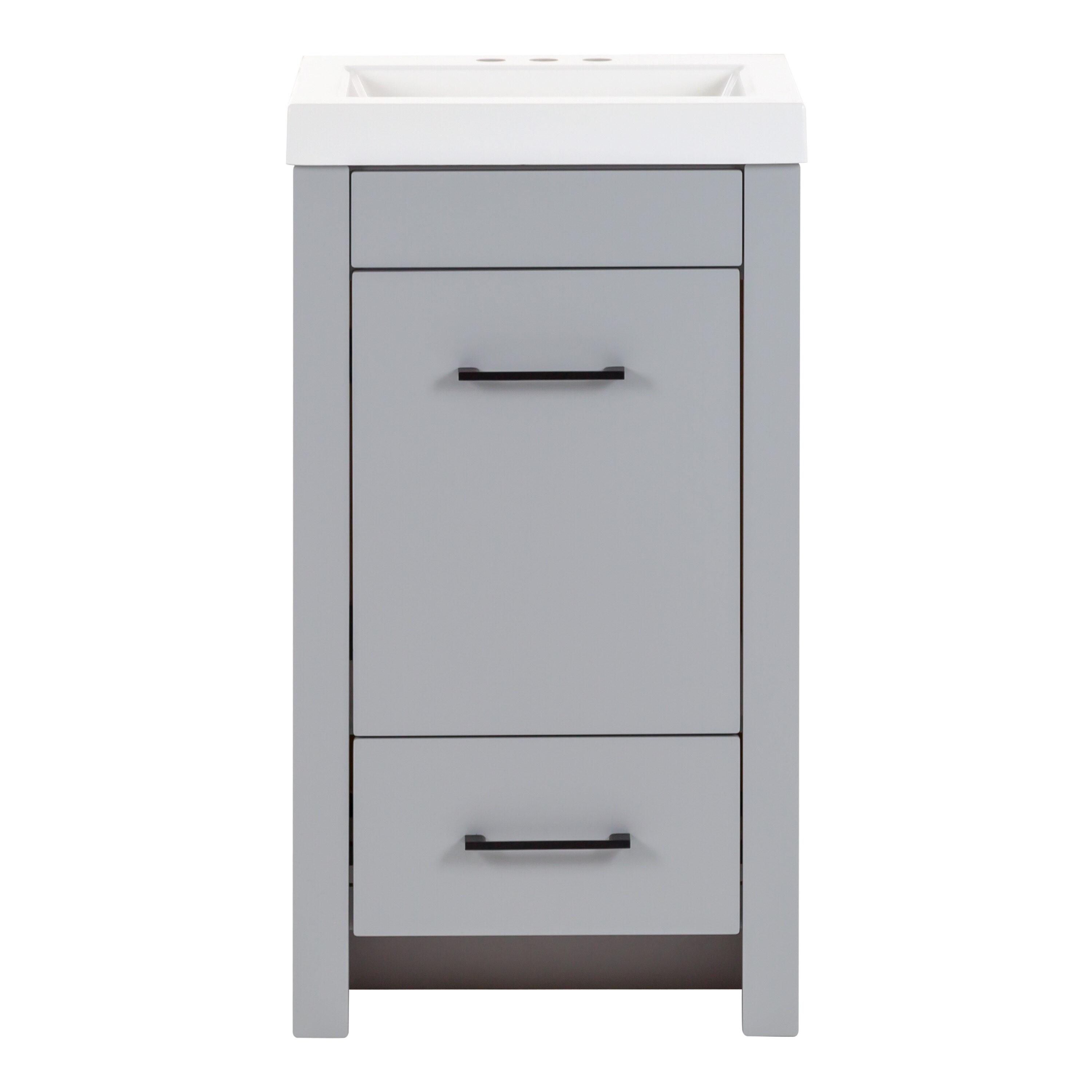 Diamond NOW Winnie 18-in Pearl Gray Single sink Bathroom Vanity with White Cultured marble Top