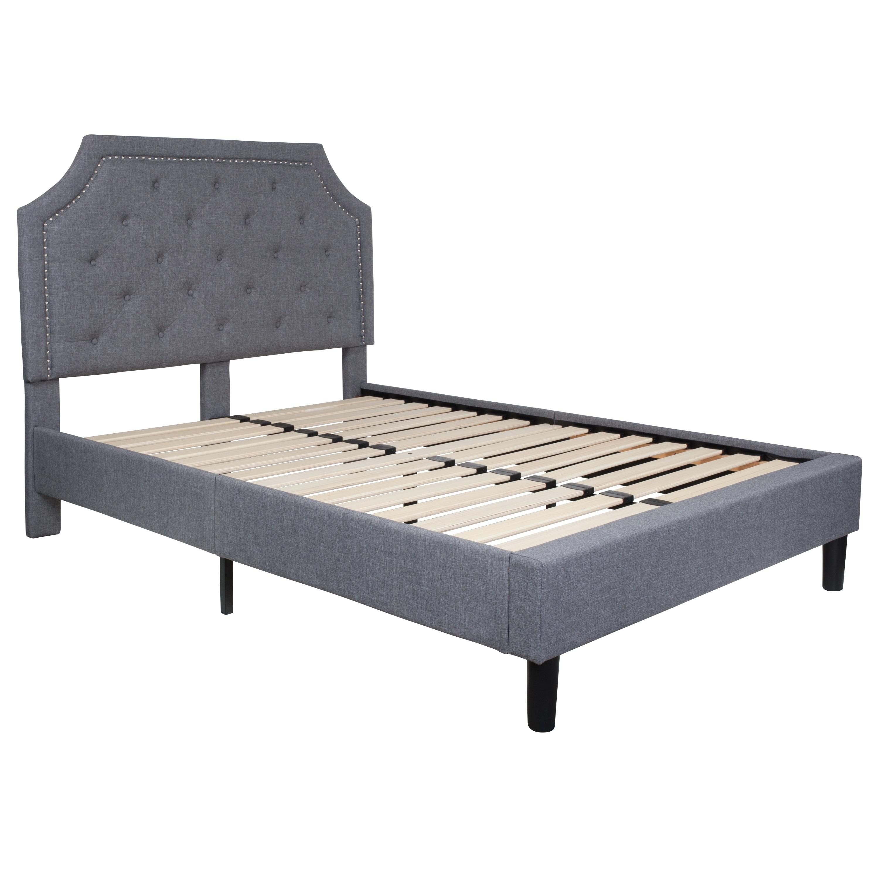 Flash Furniture Brighton Full Size Tufted Upholstered Platform Bed in Light Gray Fabric
