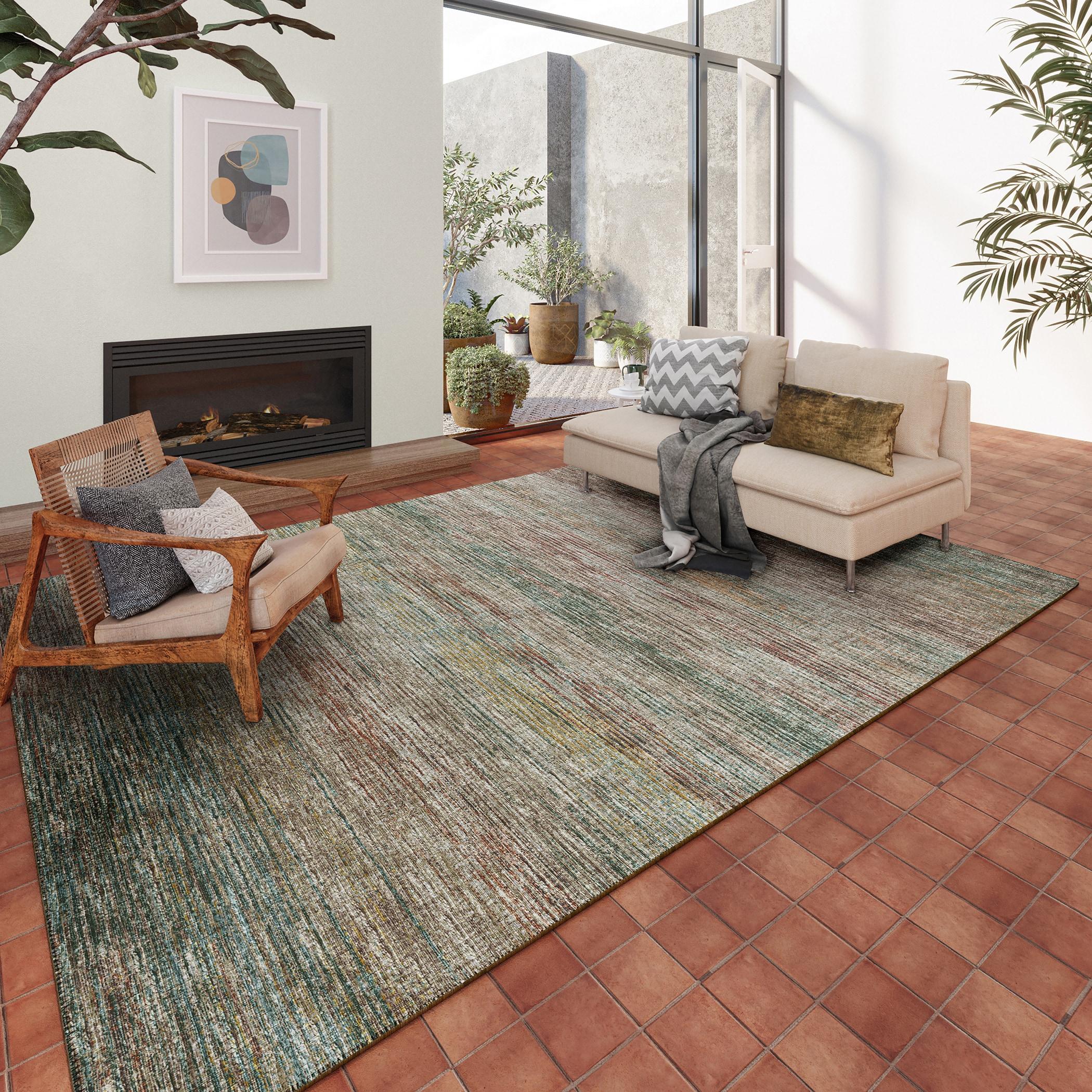 Addison Rugs Indoor/ Outdoor Marston Dynamic Transitional Striped Washable Area Rug 3' x 5' - Multi