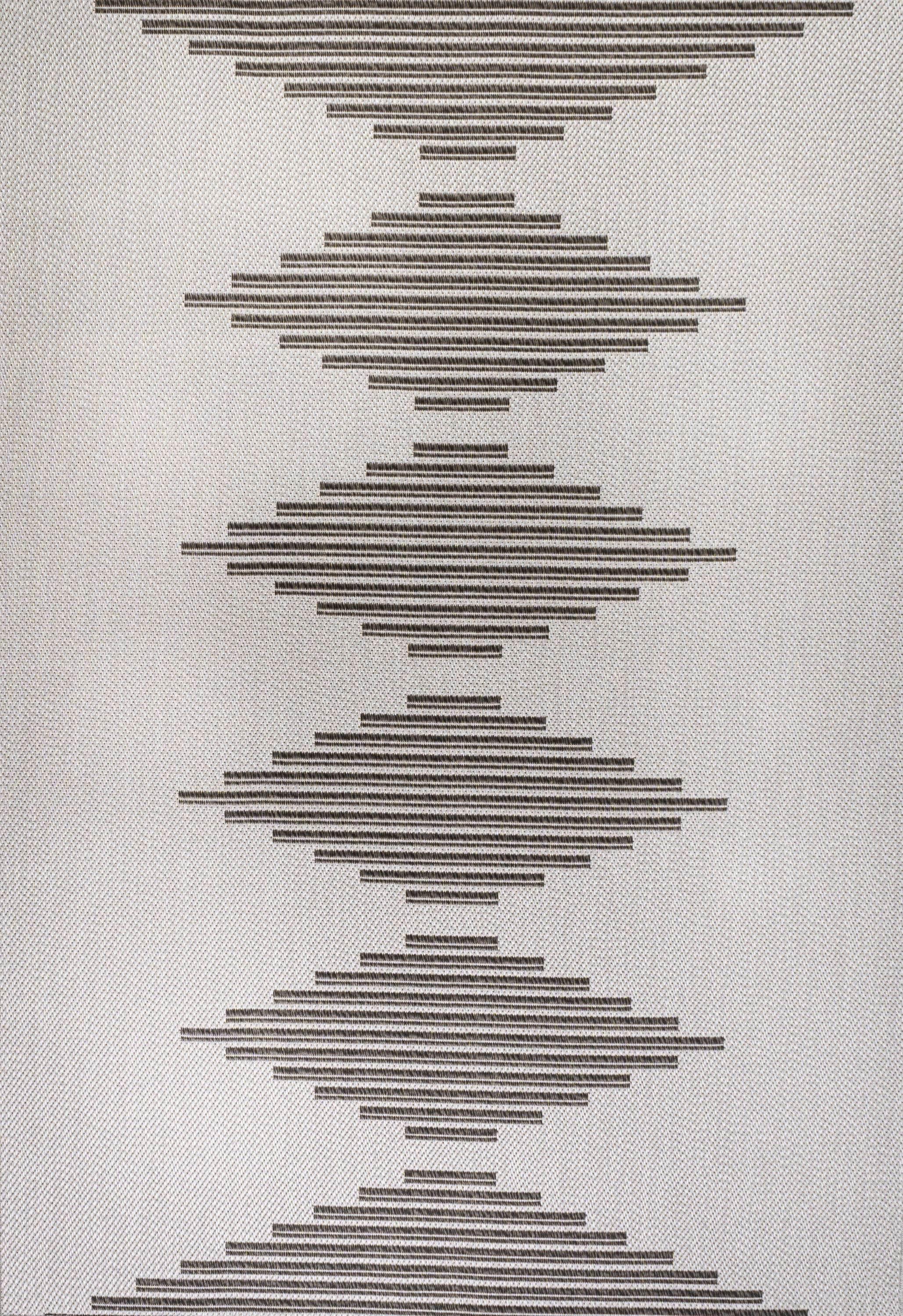 8' x 10' Vinales Diamond Stripe Indoor/Outdoor Area Rug, Light Gray/Black - JONATHAN Y