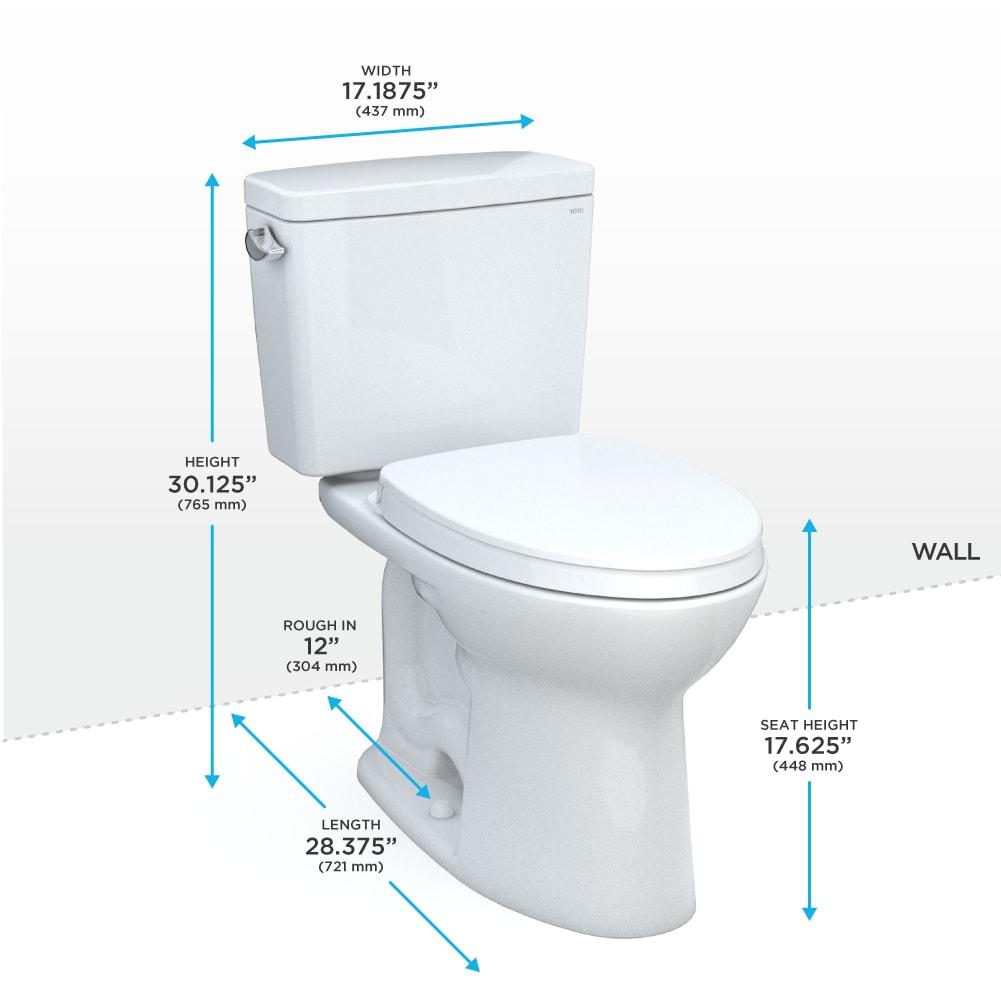White Elongated High Efficiency Two-Piece Toilet with Seat
