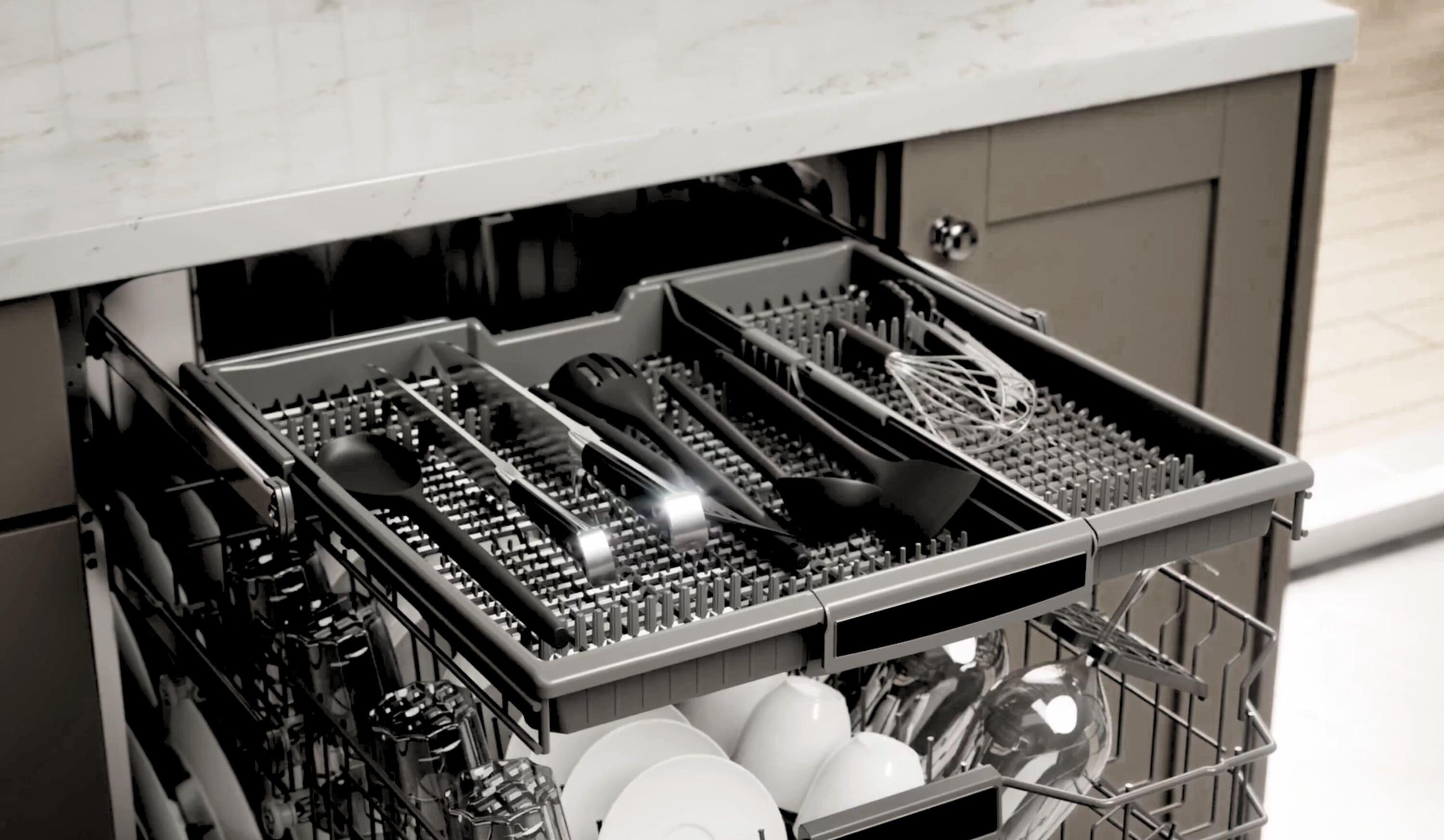 Kenmore 24" Built-In Stainless Steel Tub Dishwasher with EasyFlex 3rd Rack, SmartWash, UltraWash Plus, TurboDry, and MoreSpace Adjustable Rack, Energy Star Certified, Black